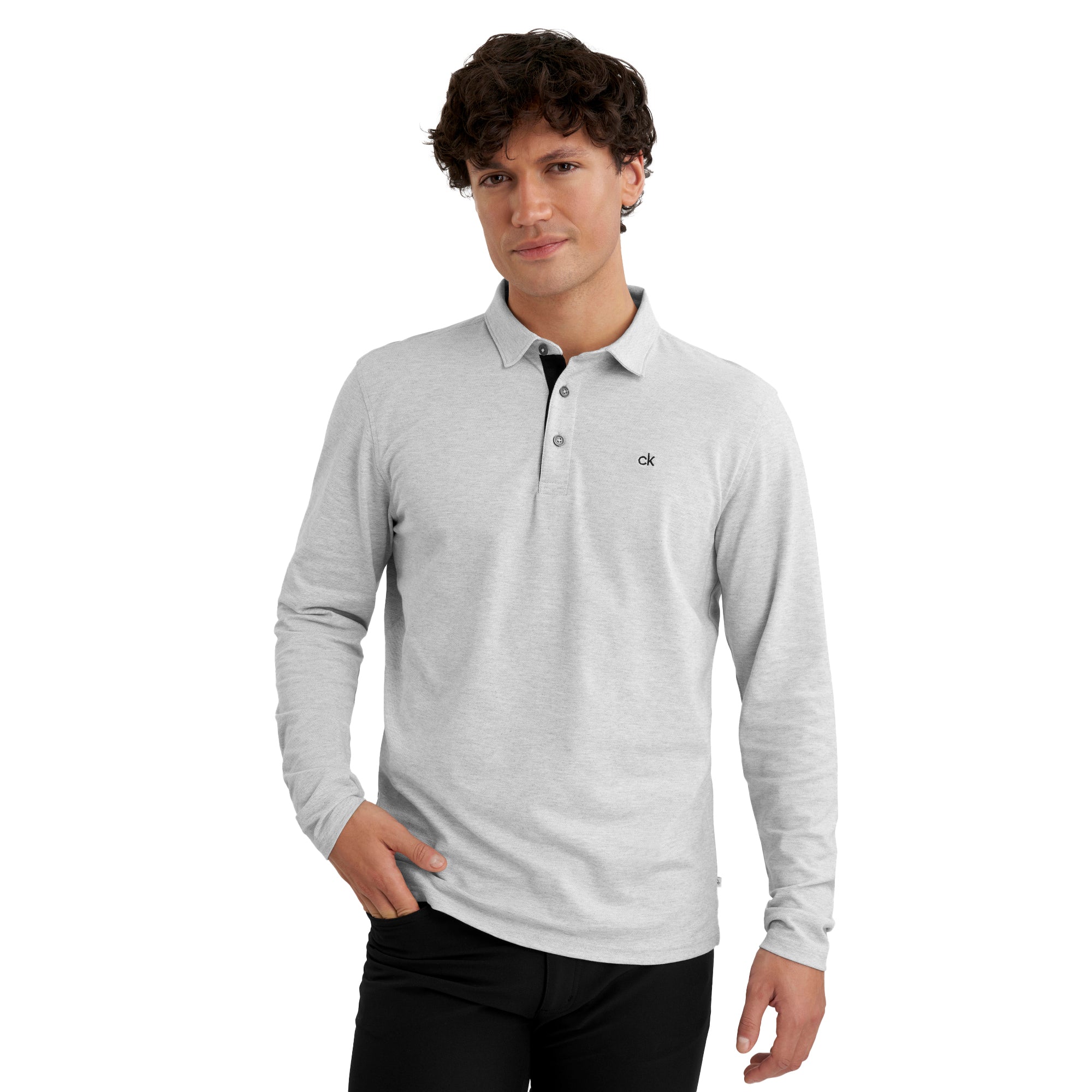 Calvin Klein Golf Bayard LS Shirt Silver Marl CKMA25109-Silver