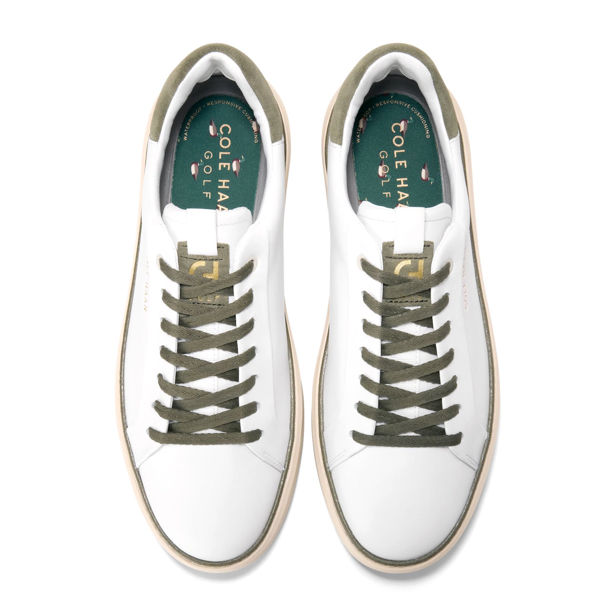 Cole Haan GrandPro Topspin Golf Shoes - White/Dusty Olive/Angora