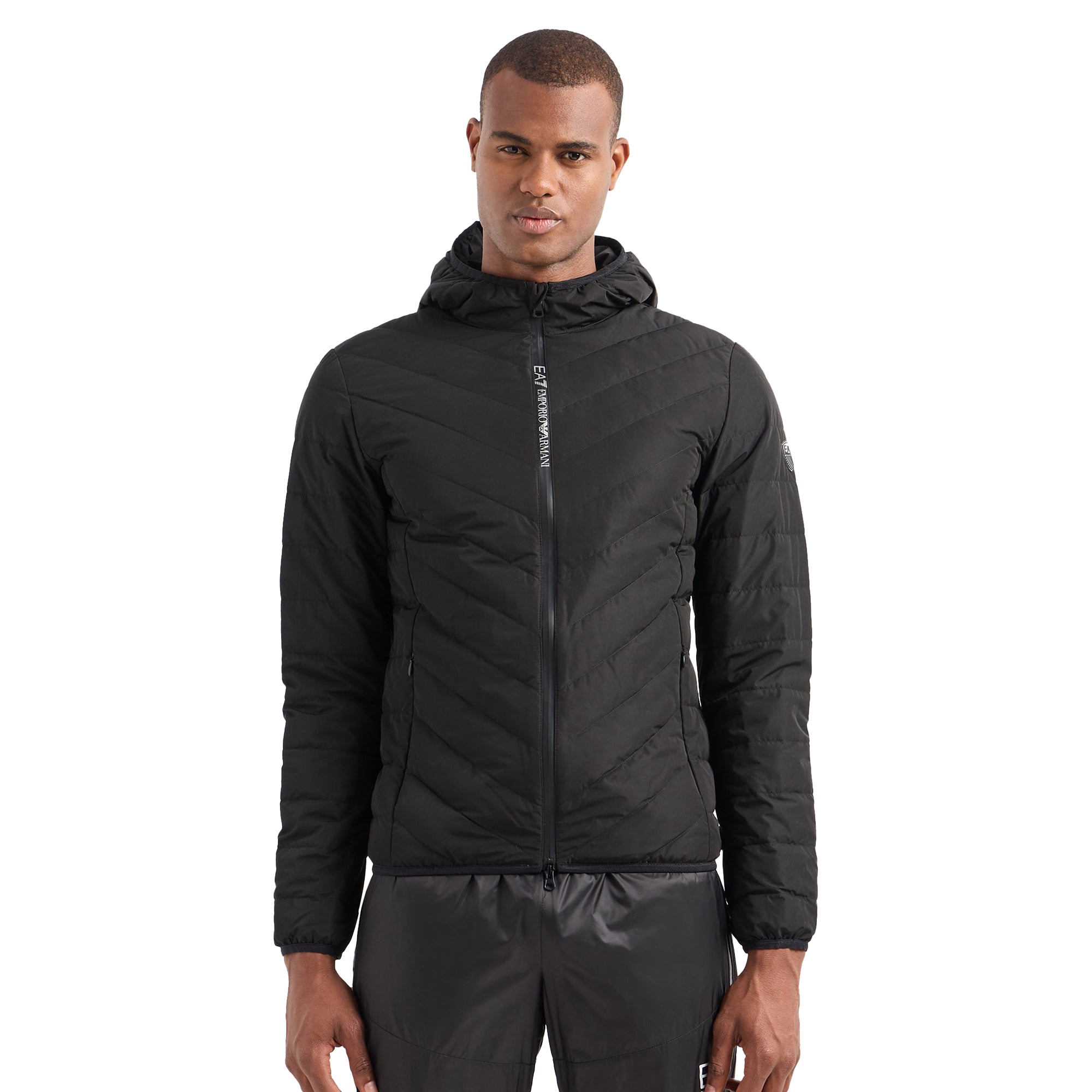 Emporio Armani EA7 Premium Shield Hooded Down Jacket Black 1200