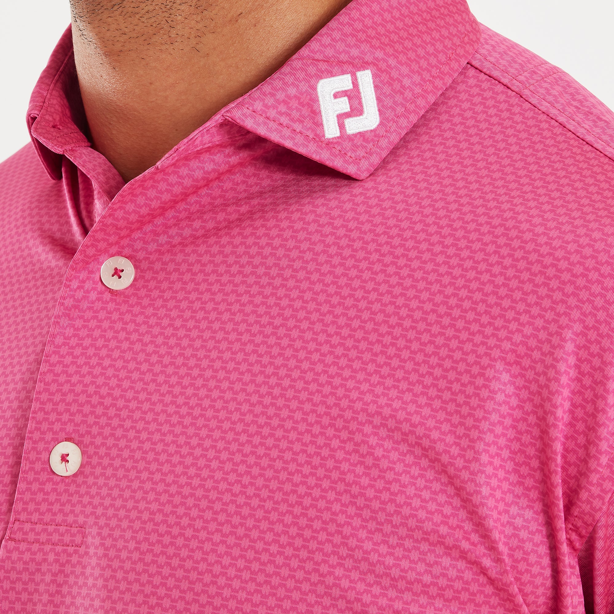 FootJoy Abacus Print Lisle Golf Shirt - Magenta - 37799
