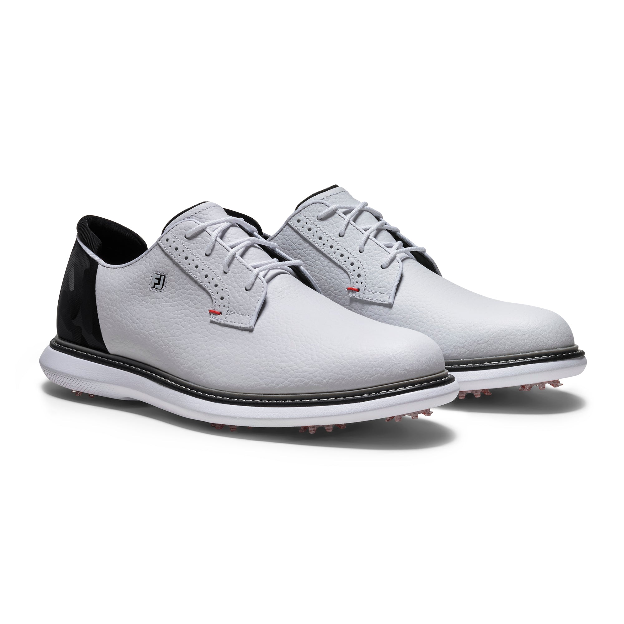 FootJoy FJ Traditions Blucher Golf Shoes - White/Black/Red - 57979