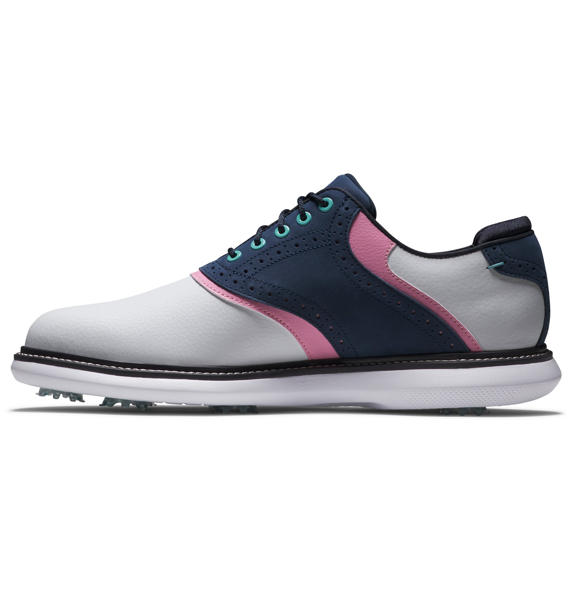 FootJoy FJ Traditions LE Golf Shoes - White/Navy/Pink - 57959
