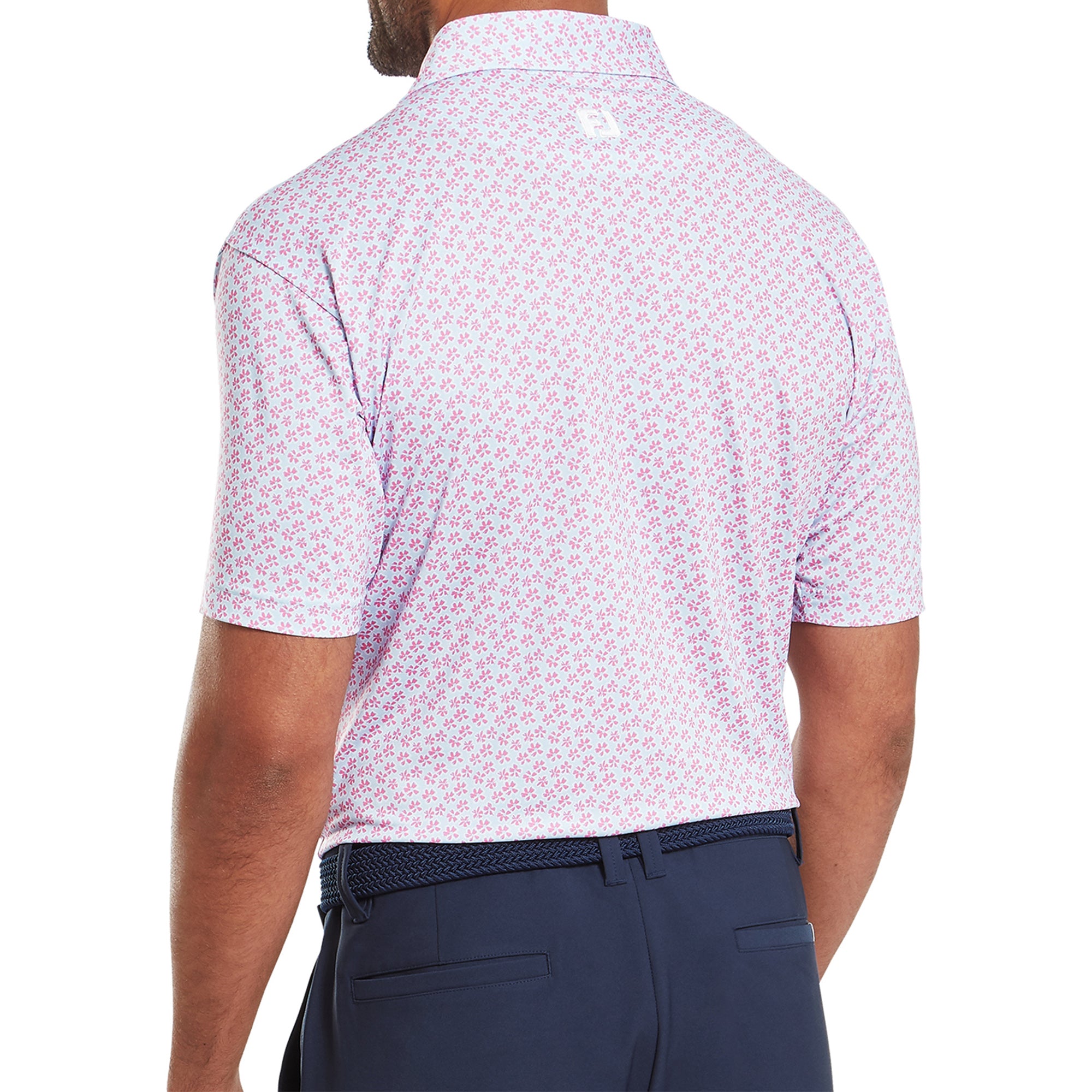 FootJoy Floral Sketch Print Lisle Golf Polo Shirt - Pink Lemonade FootJoy Floral Sketch Print Lisle Golf Polo Shirt - Pink Lemonade