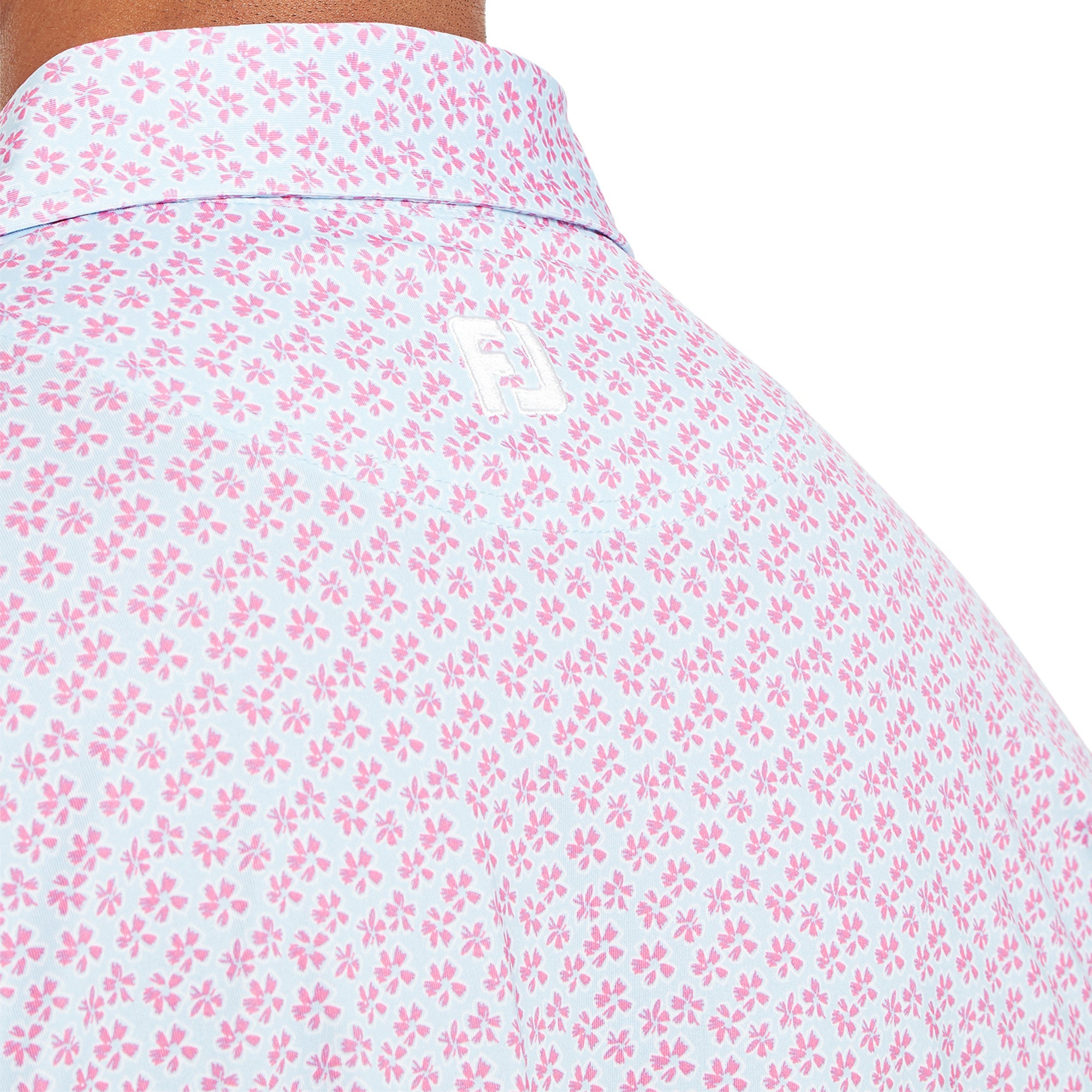 FootJoy Floral Sketch Print Lisle Golf Polo Shirt - Pink Lemonade FootJoy Floral Sketch Print Lisle Golf Polo Shirt - Pink Lemonade
