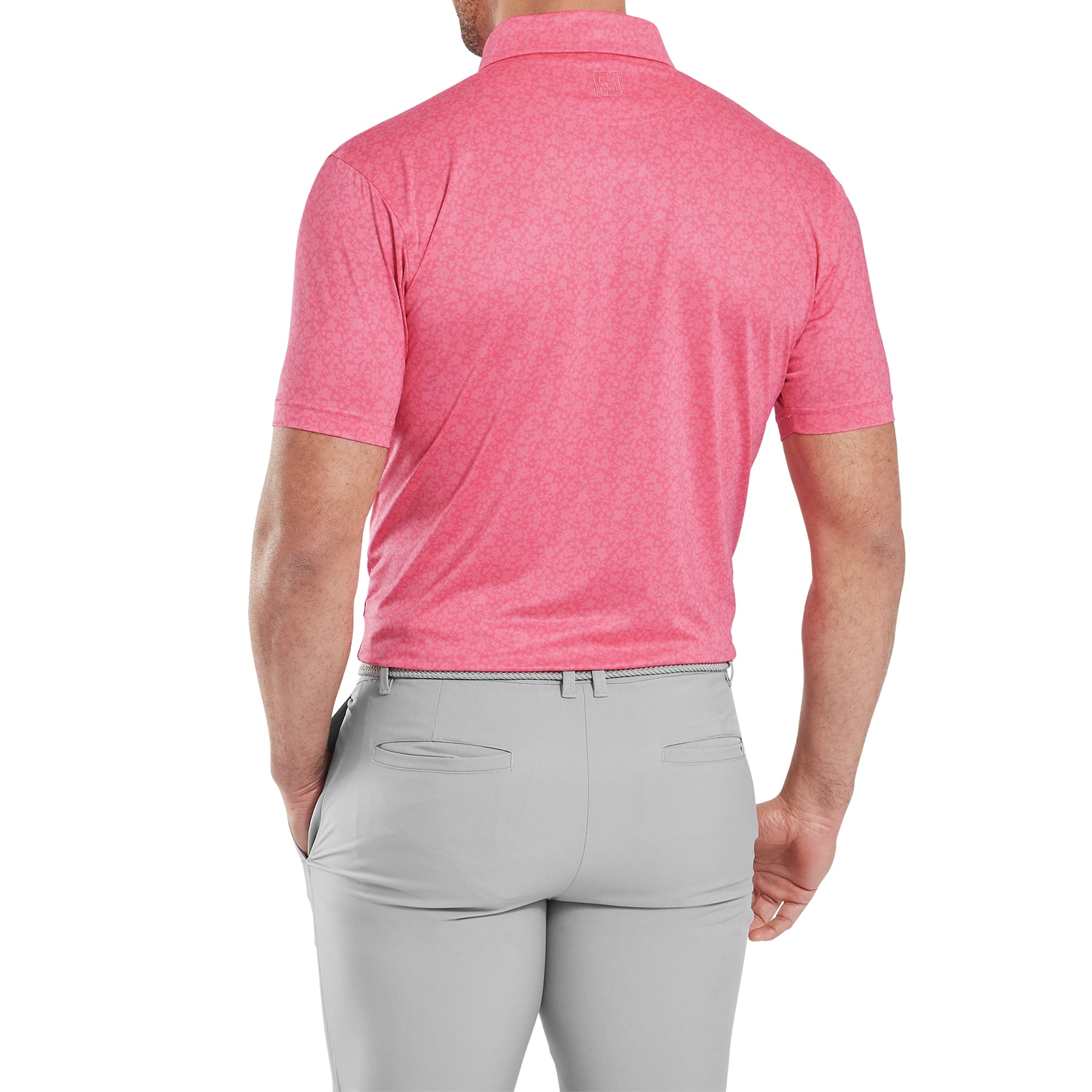 FootJoy Painted Floral Lisle Golf Shirt Pink Lemonade 34130