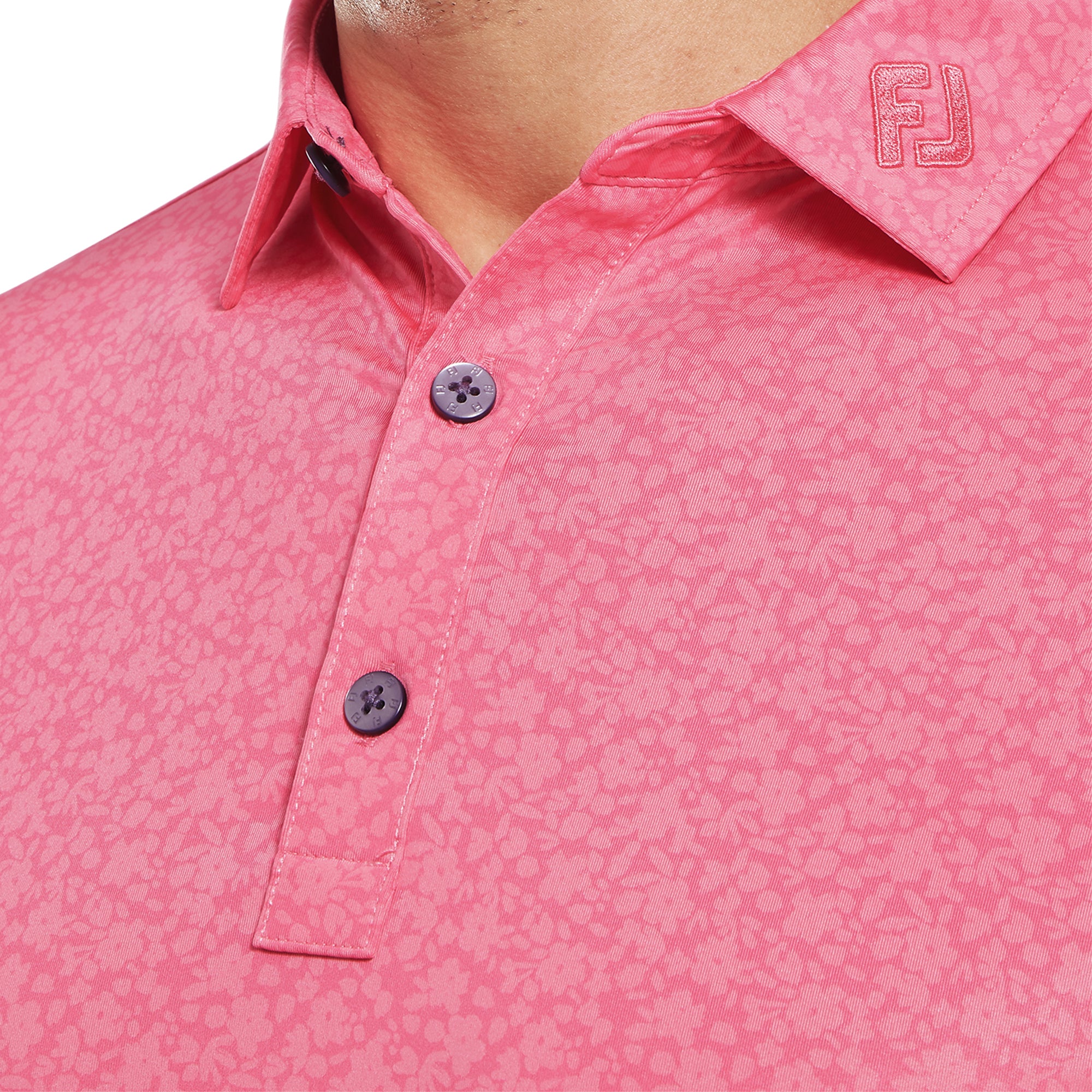 FootJoy Painted Floral Lisle Golf Shirt Pink Lemonade 34130