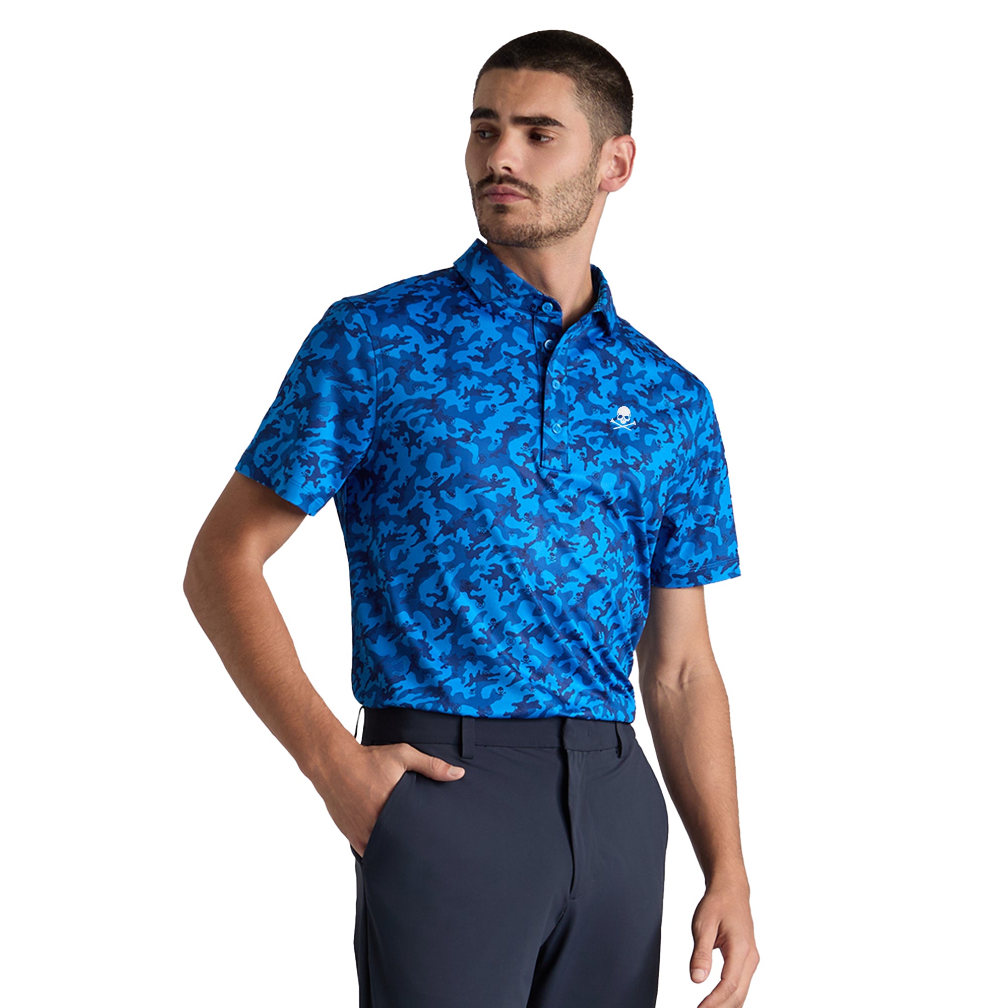 G/FORE Mapped Icon Camo Tech Jersey Polo - Lisbon/Snow - GMP000001