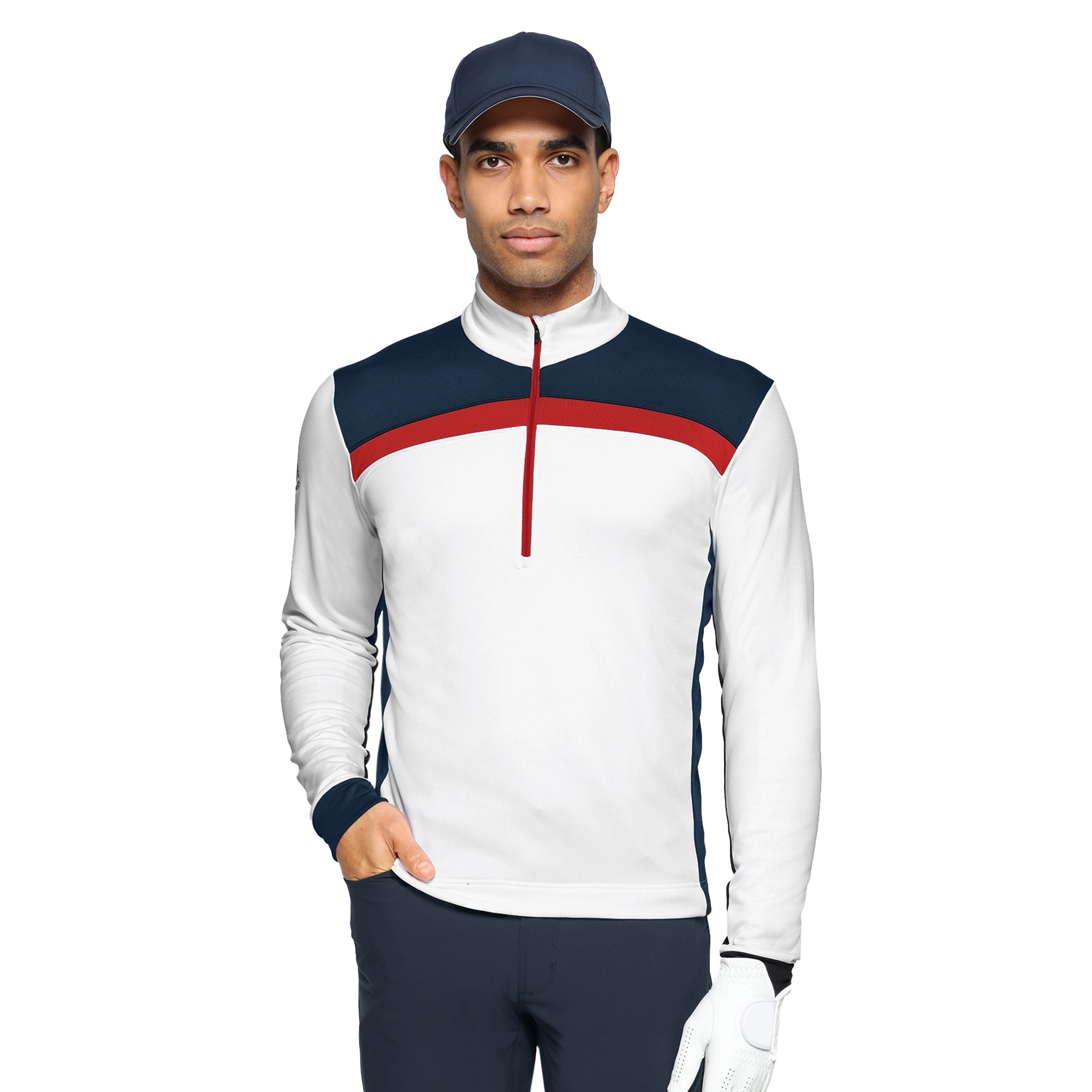 Galvin Green Dean Insula Golf Pullover - White/Navy/Red 8807