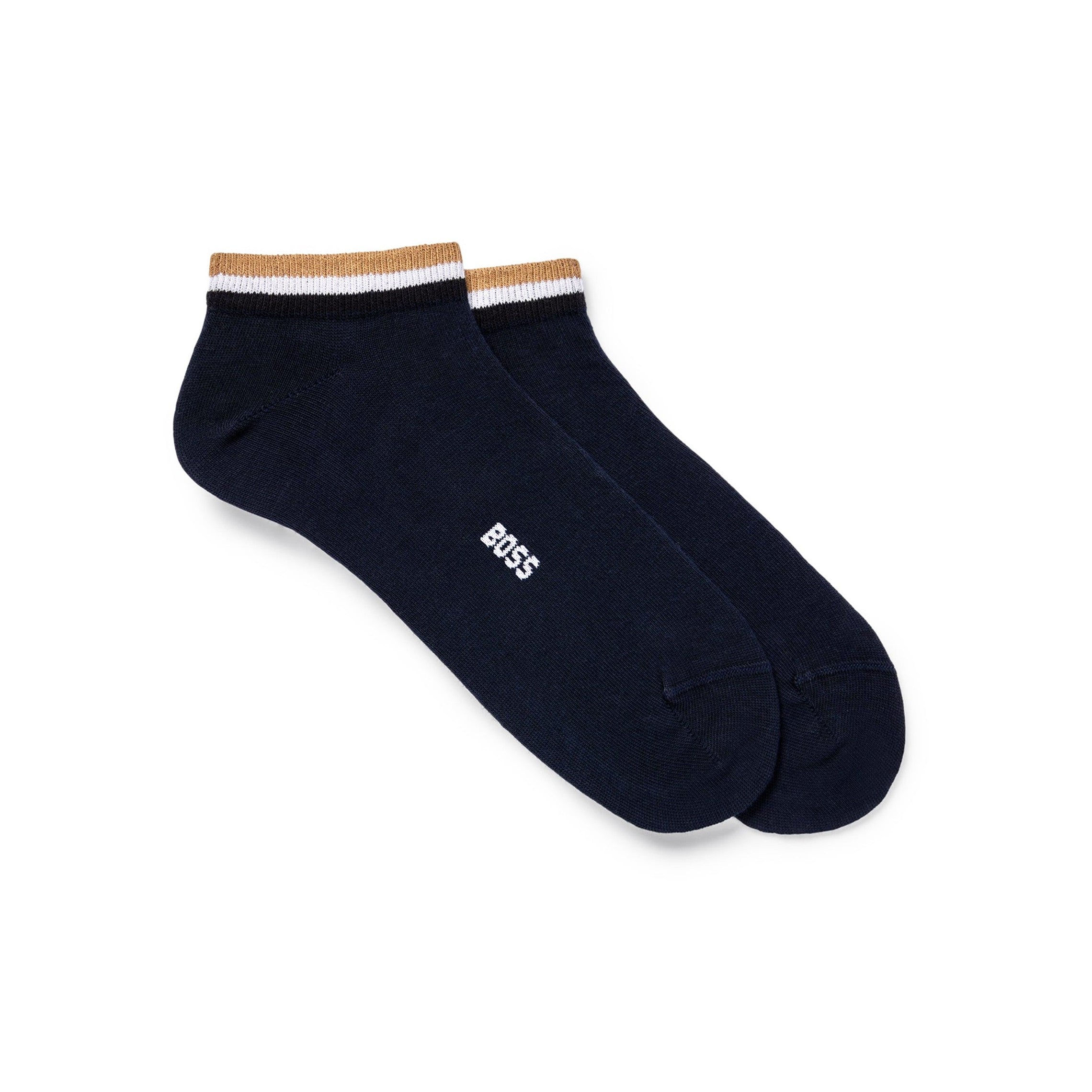 BOSS 2P RS Stripe CC - Calzini Lunghi Uomo, Confezione Da 2 Paia, Cotone Elasticizzato Con Motivo A Righe, Punta Rinforzata, Colore Navy 412, Eleganza Quotidiana - 2