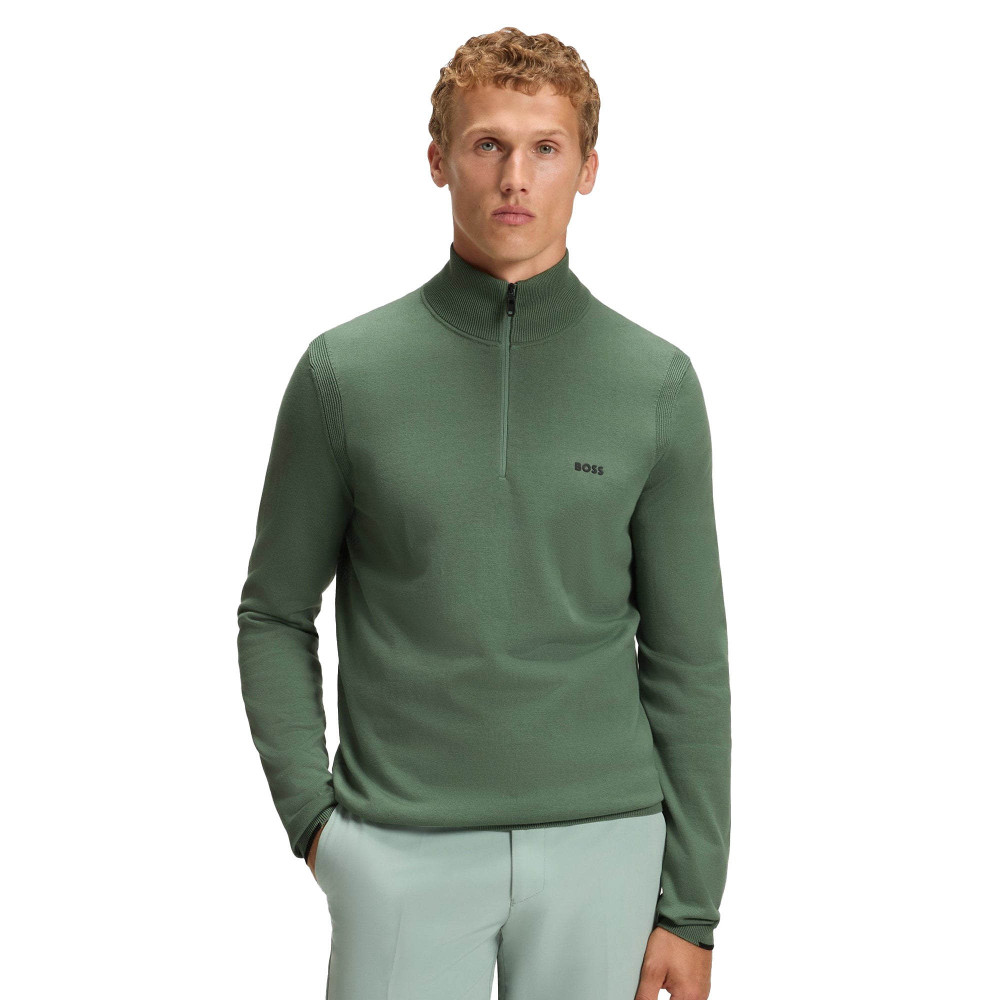 BOSS Ever-X 1/4 Zip Sweater WI25 - Sage Green 358 - 50541965-358