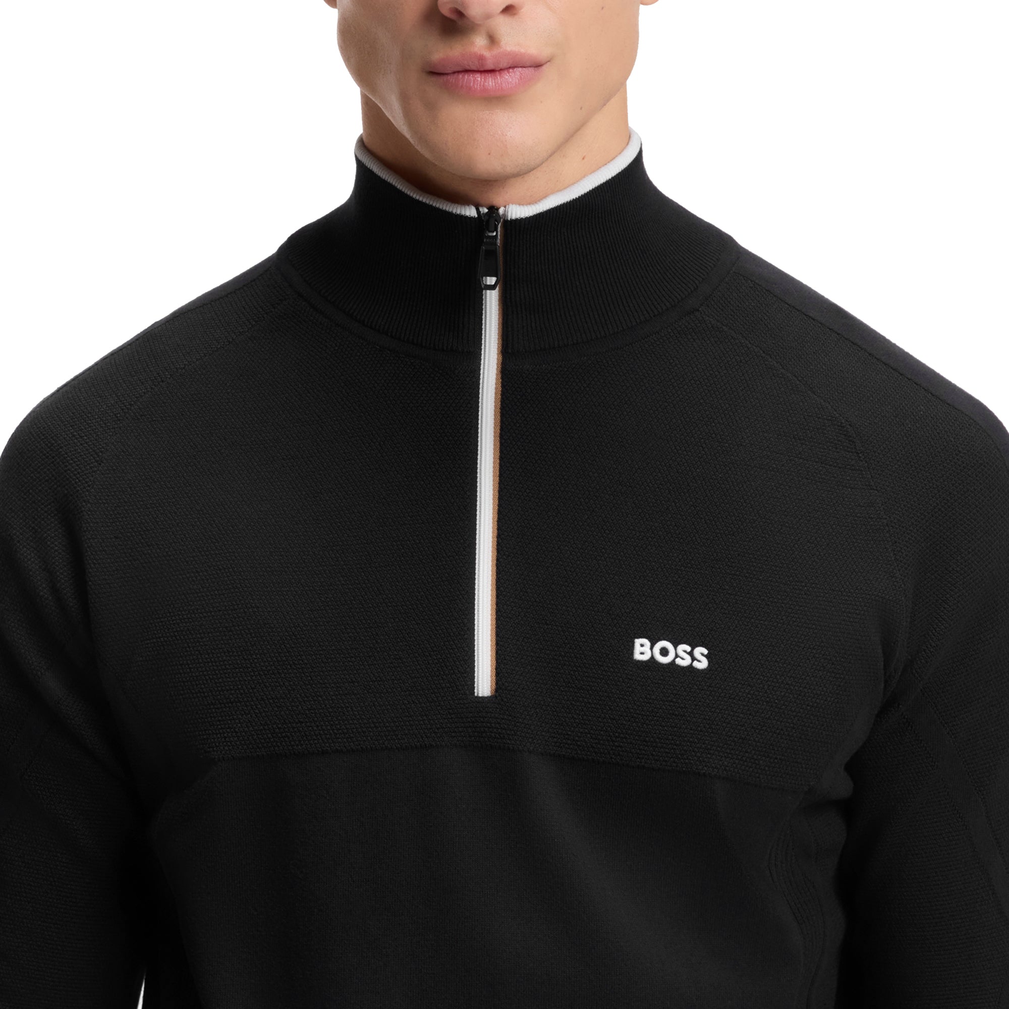 BOSS KN_GOC Hydro 1/4 Zip Sweater SP26 - Black 001 - 50553791-001