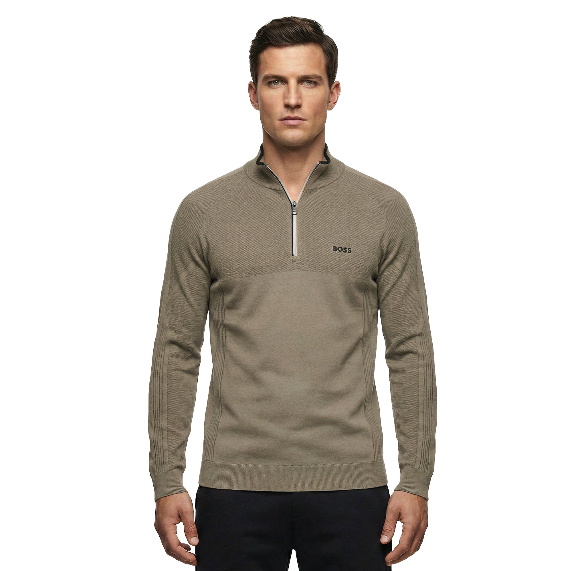 BOSS KN_GOC Hydro 1/4 Zip Sweater SP26 - Brindle 334 - 50553791