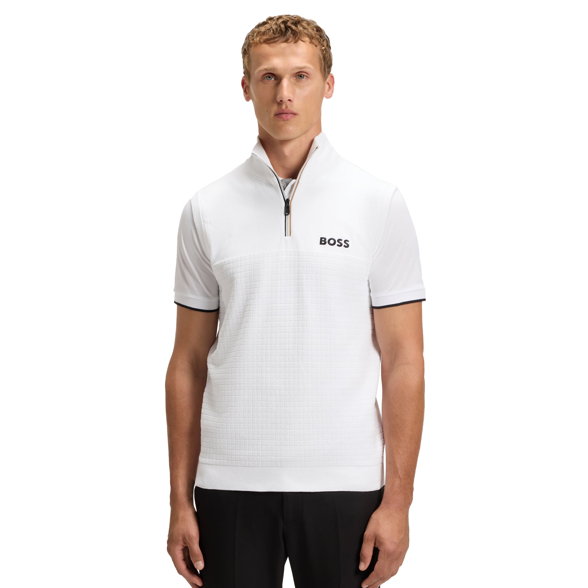 BOSS K_Birdie 1/4 Zip Vest WI25 - White 100 - 50541954-100