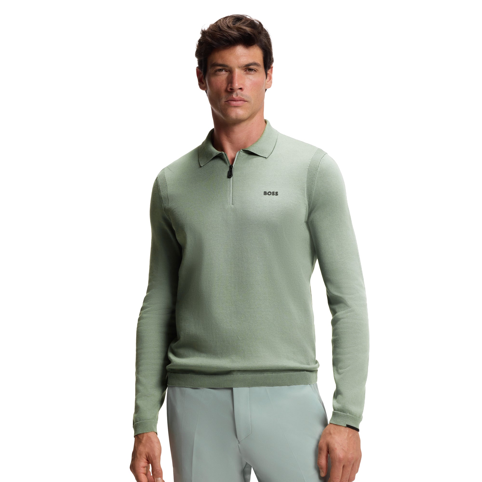 メンズウェア S/S POLO EMBOSS BOSS K_Ever-X Polo Collar Sweater SU26 - Iceberg Green 357