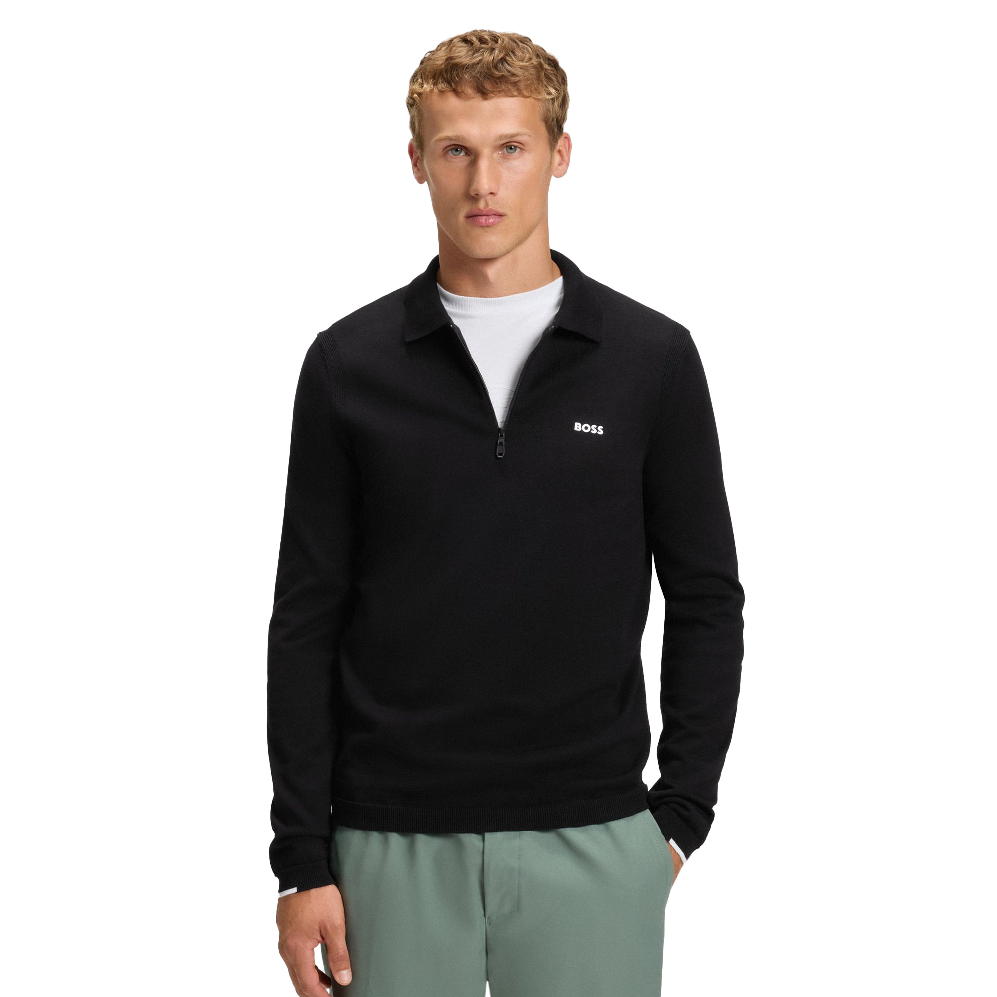 BOSS K_Ever-X Polo Collar Sweater WI25 - Black 001 - 50551688-001