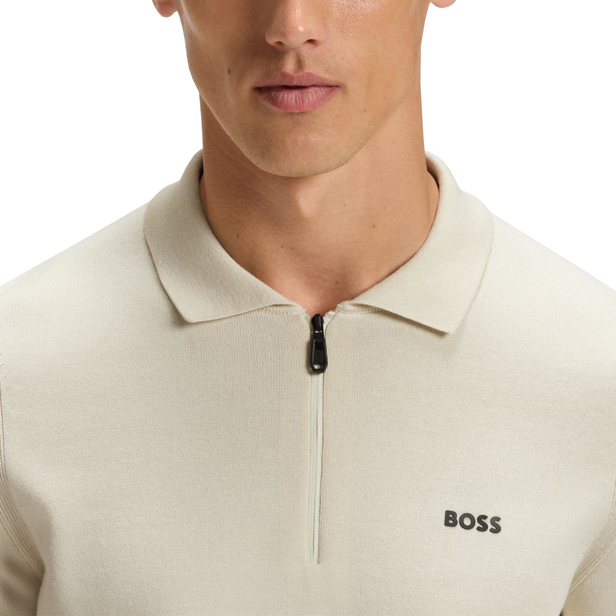 BOSS K_Ever-X Polo Collar Sweater WI25 - Light Beige 131
