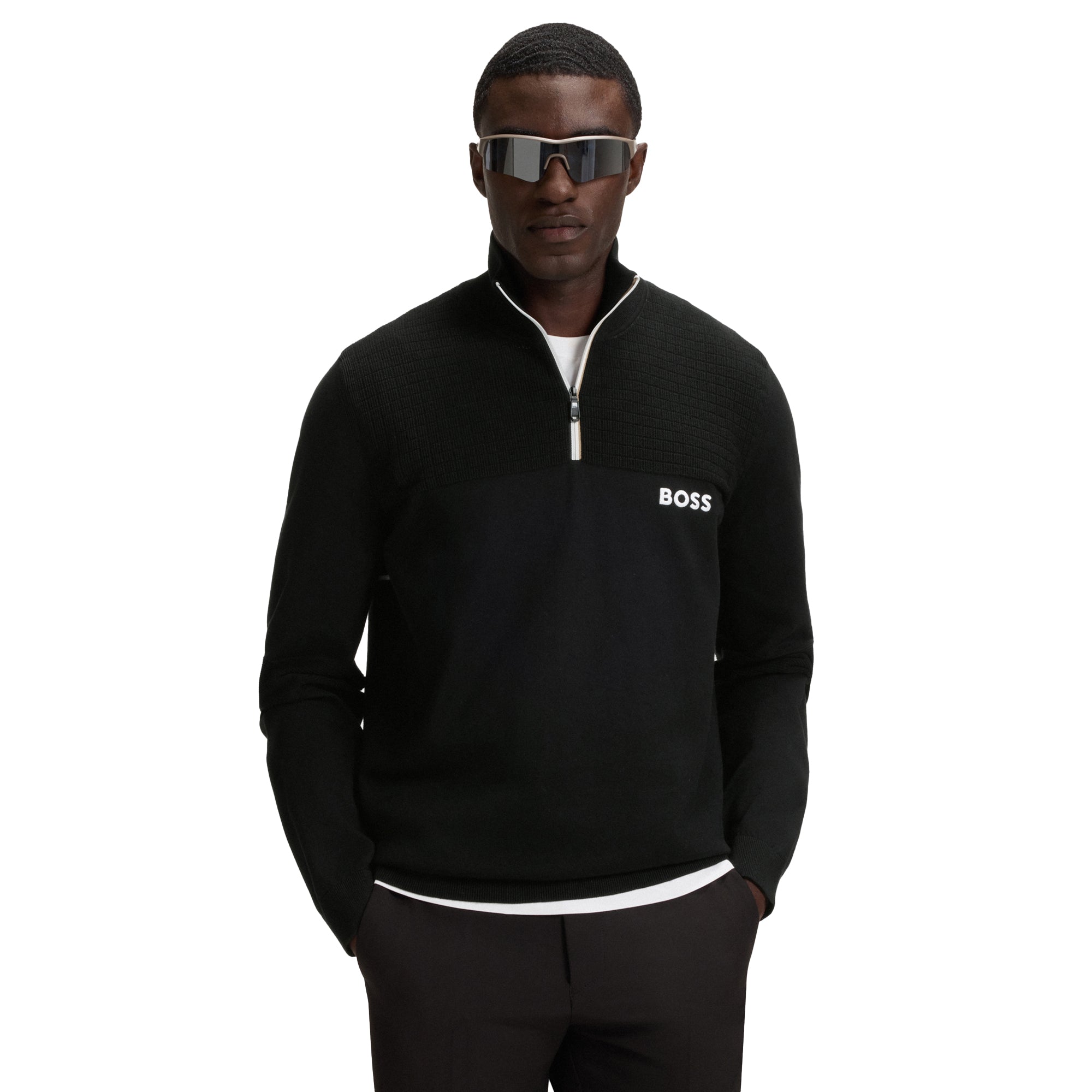 BOSS K_Hydro 1/4 Zip Sweater WI25 - Black 001 - 50541953-001