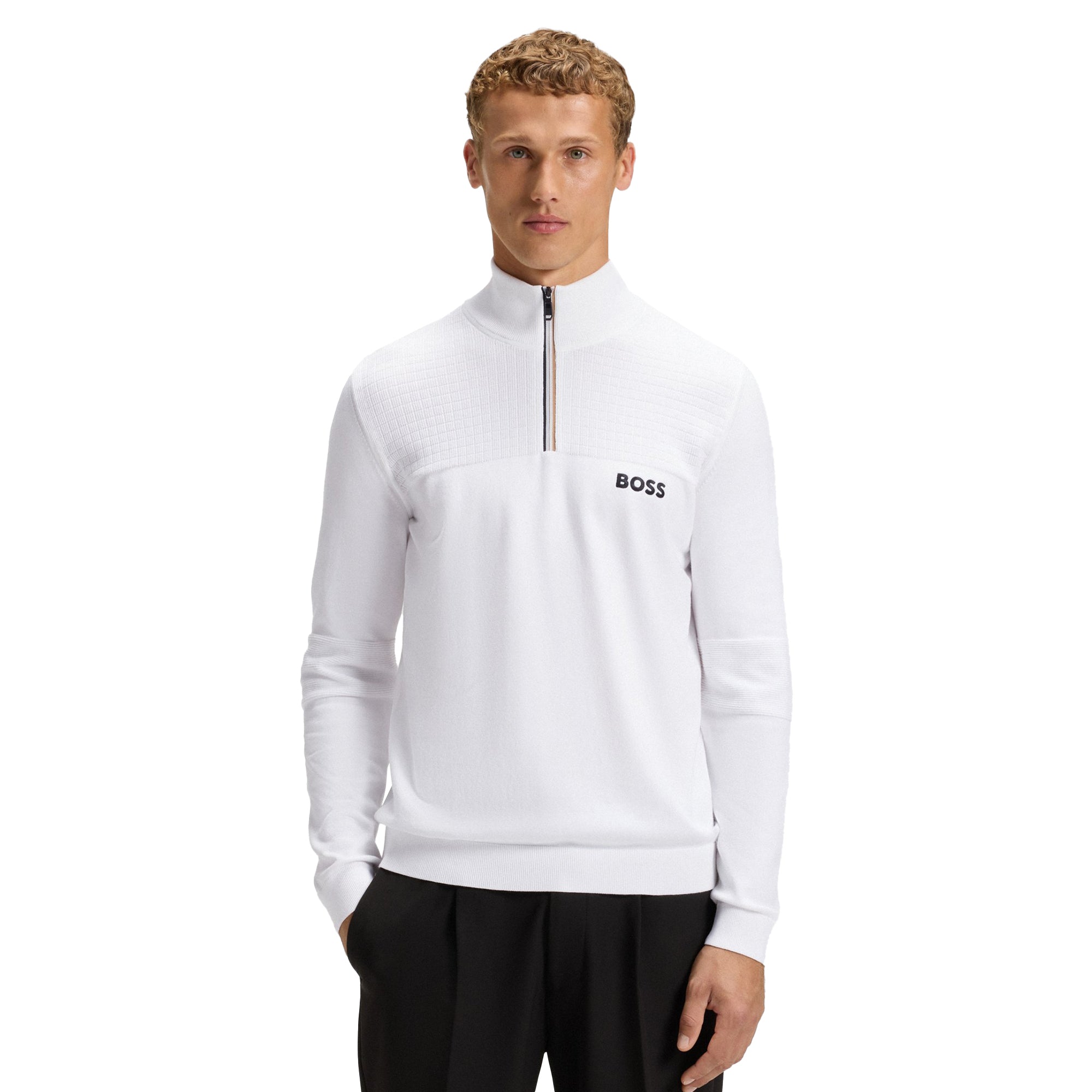 Boss FREEZER セーター　White BOSS K_Hydro 1/4 Zip Sweater FA25 - White 100 - 50541953-100