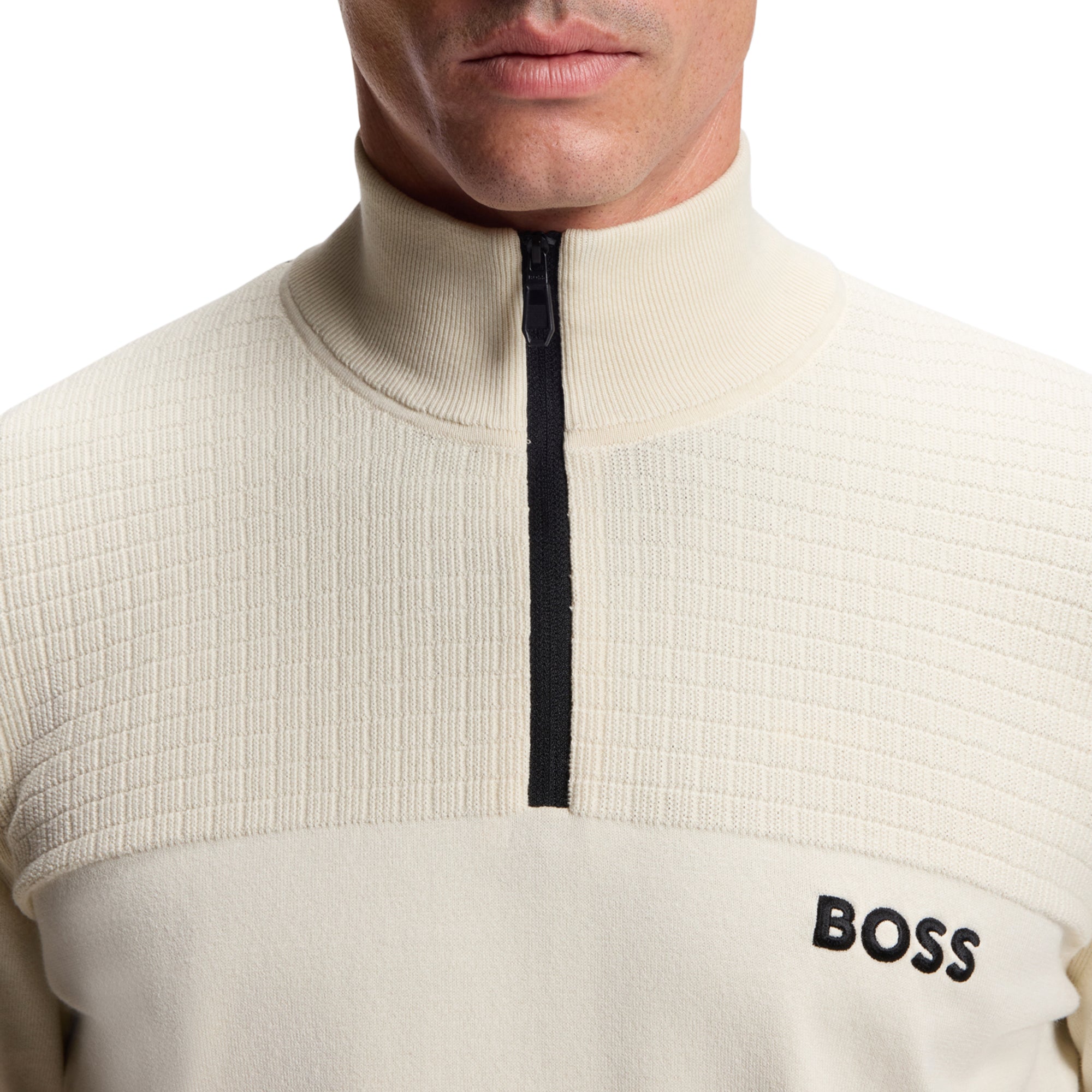 BOSS K_Hydro 1/4 Zip Sweater WI25 - Light Beige 131 - 50541953-131