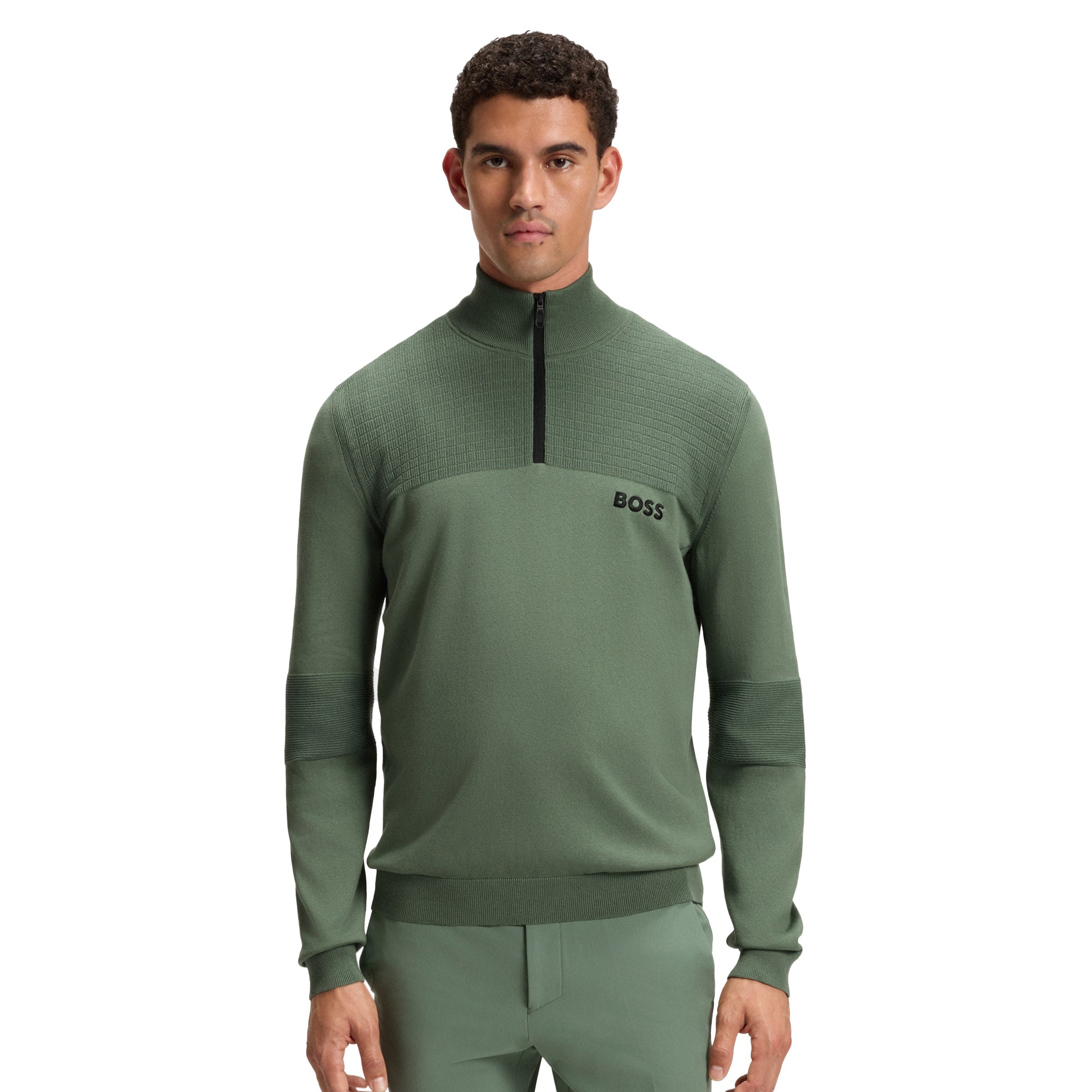 BOSS K_Hydro 1/4 Zip Sweater WI25 - Sage Green 358 - 50541953- 358