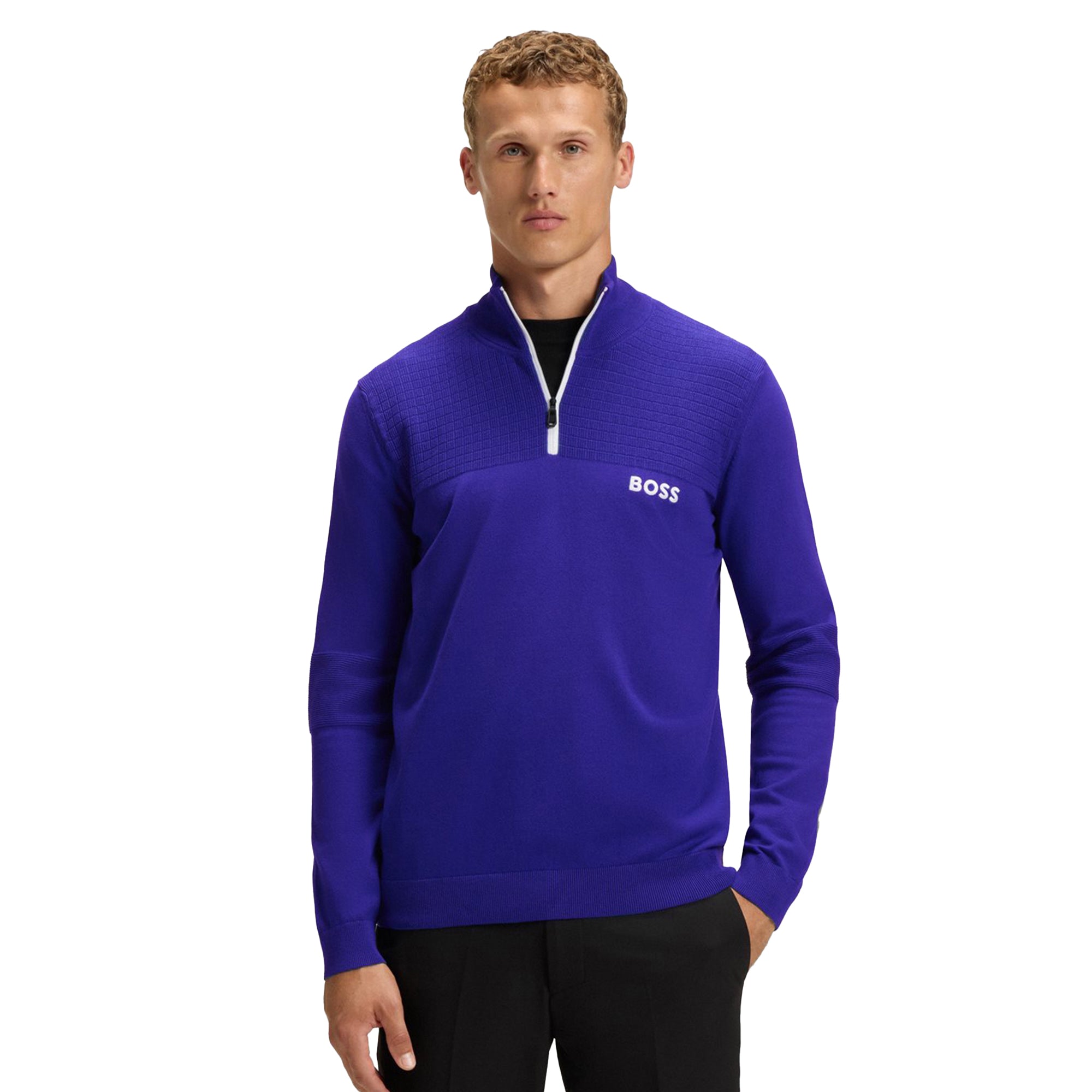 BOSS K_Hydro 1/4 Zip Sweater WI25 - Dazzling Blue 422 - 50541953