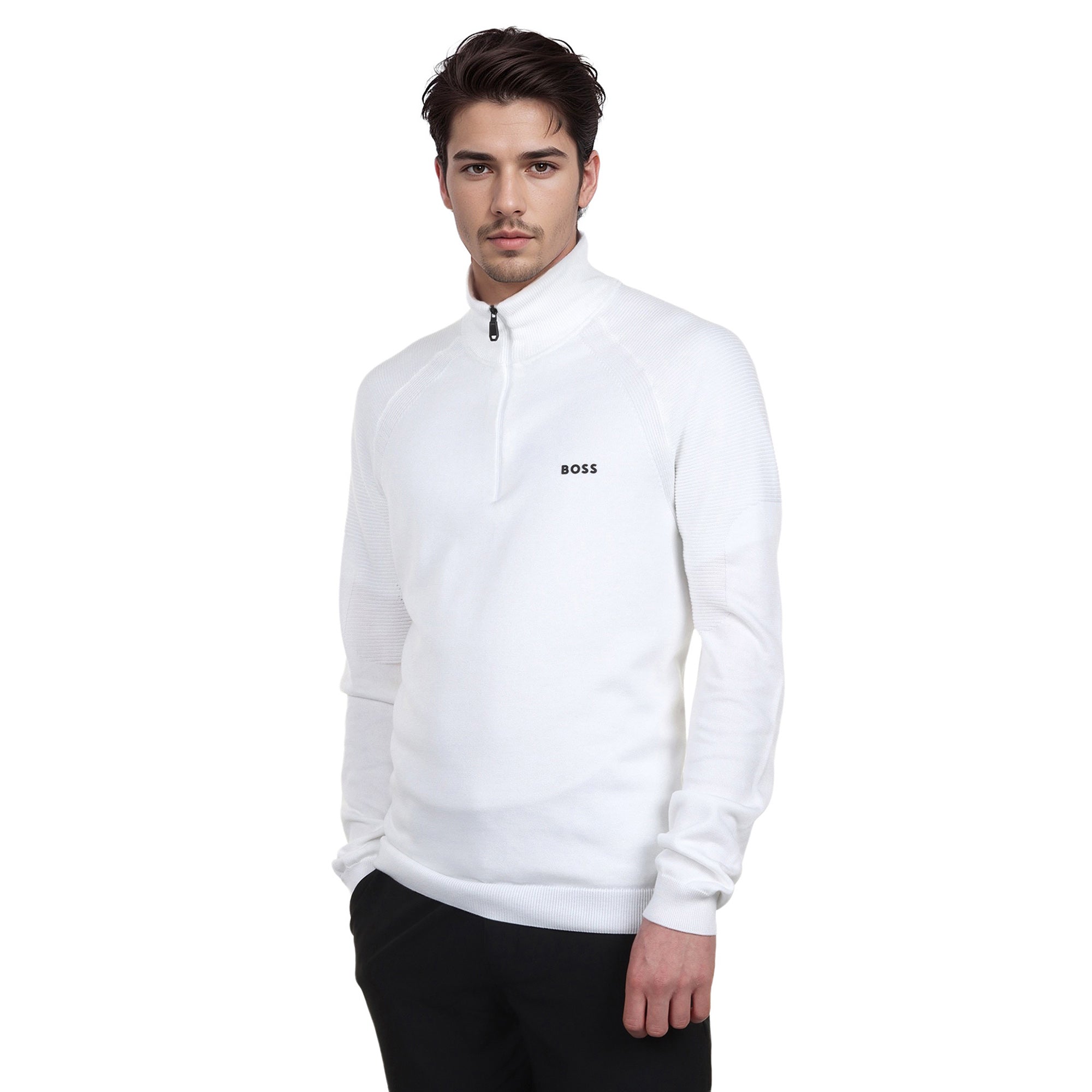 BOSS K_Perform-Max 1/4 Zip Sweater - White 100 - 50528774-100