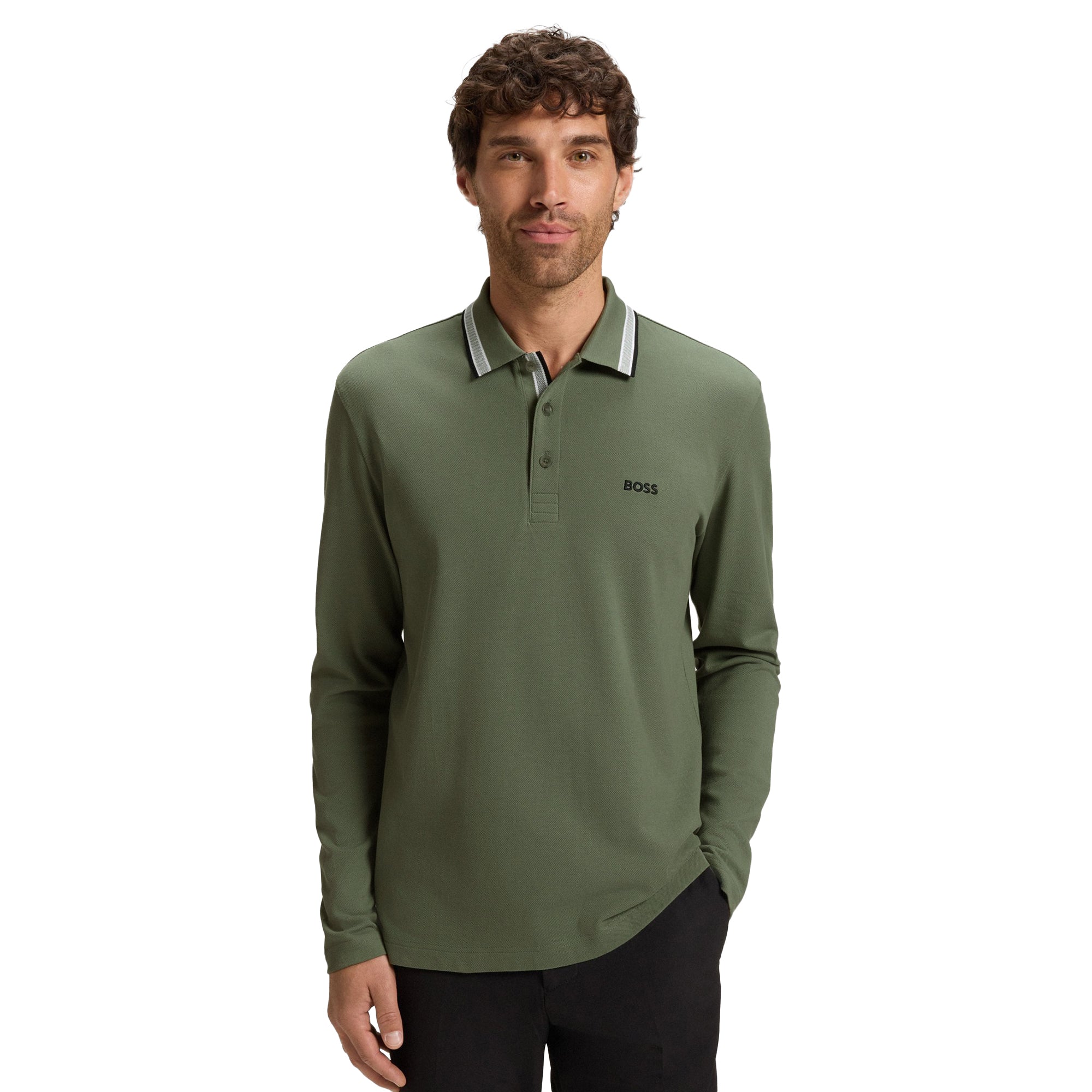 BOSS Plisy LS Polo Shirt SP26 - Olive Green 257 - 50536609-257