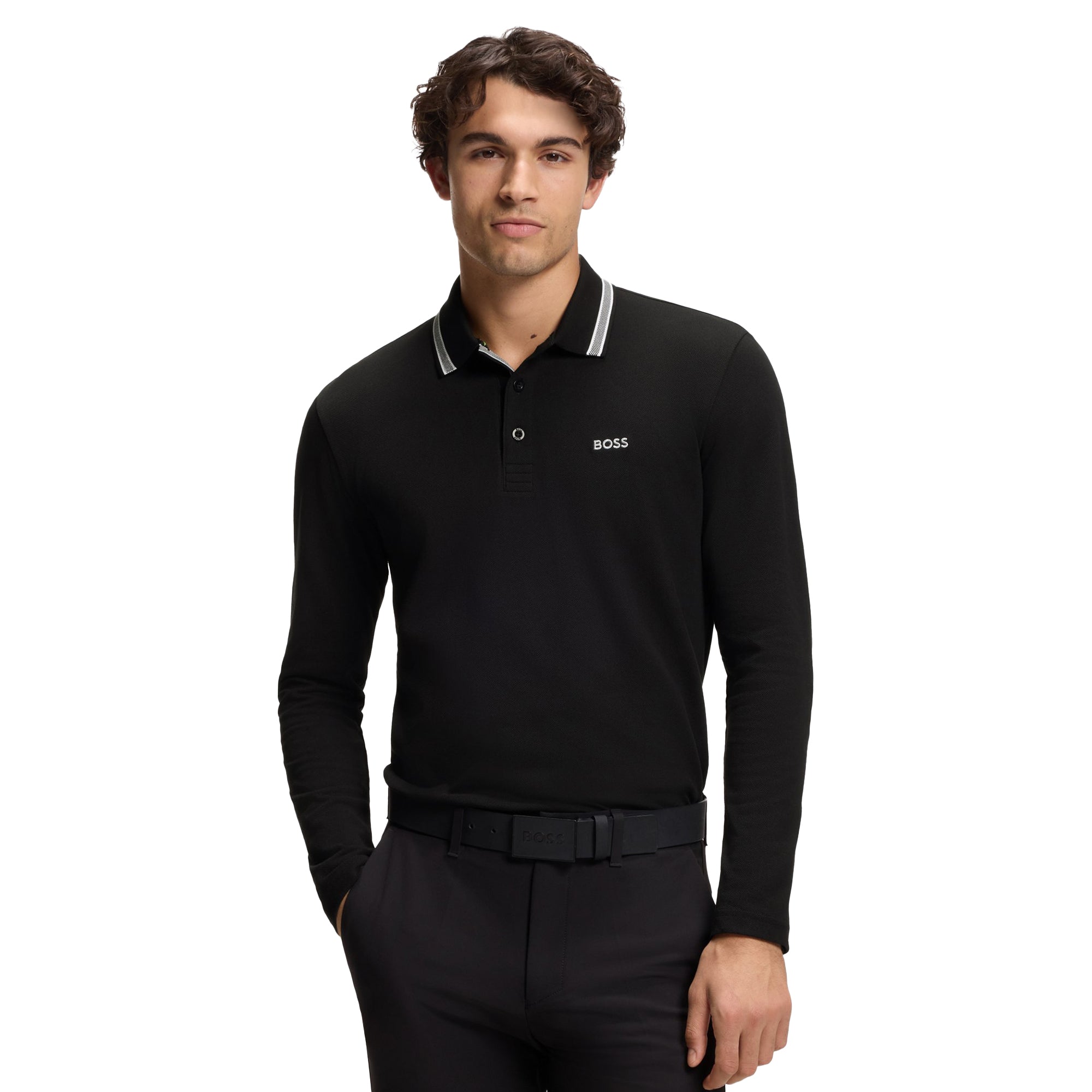 BOSS Plisy LS Polo Shirt SP26 - Black 001 - 50536609-001 - Function18