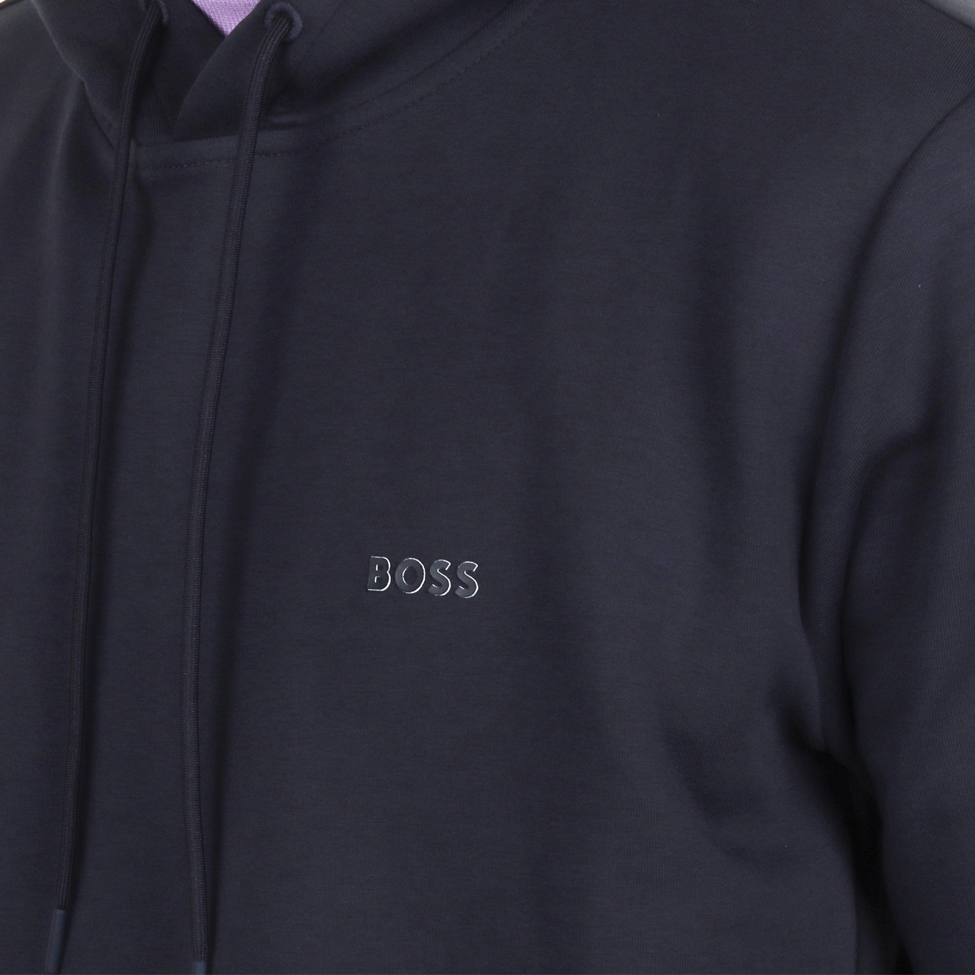 HUGO BOSS｜HOOD/ZIP-UP (Soody Hoodie (50506130-402)) BOSS - Stretch-cotton zip-up hoodie with logo detail - Dark Blue