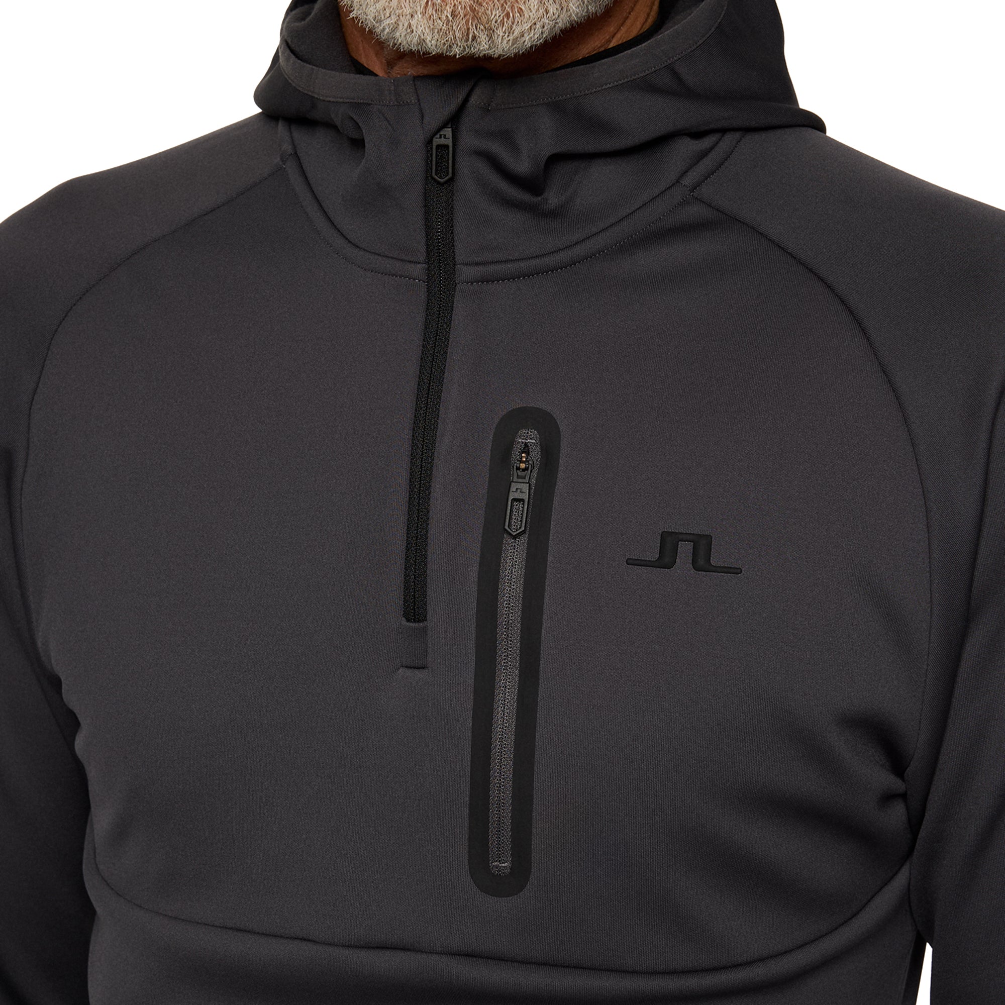J.Lindeberg Golf Adam 1/4 Zip Hoodie FW25 - Asphalt W015