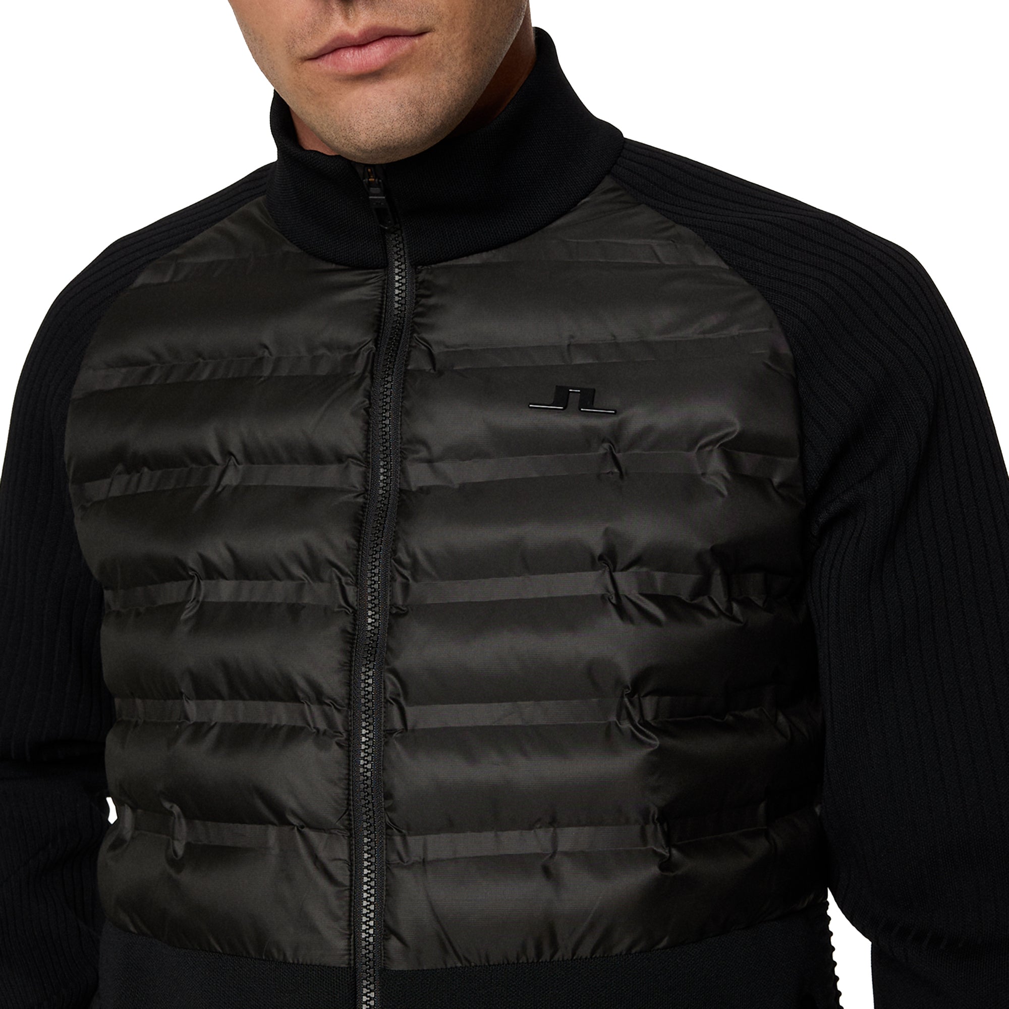 J.Lindeberg Golf Aziel Tech Knit Hybrid Jacket FW25 - Black