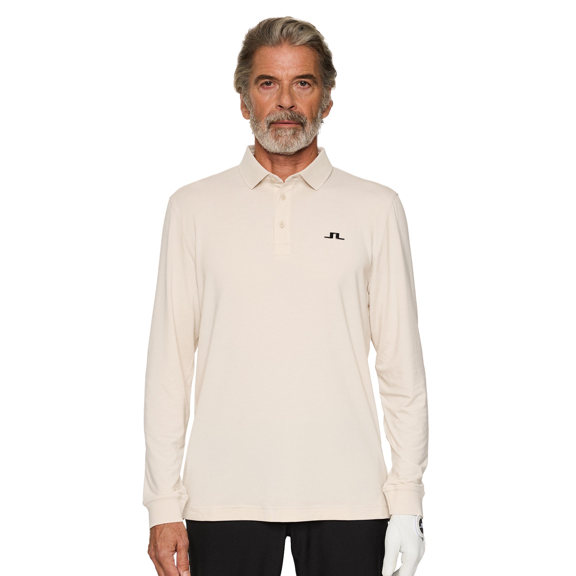 J.Lindeberg Golf Florian Long Sleeve Polo Shirt FW25 - Moonbeam