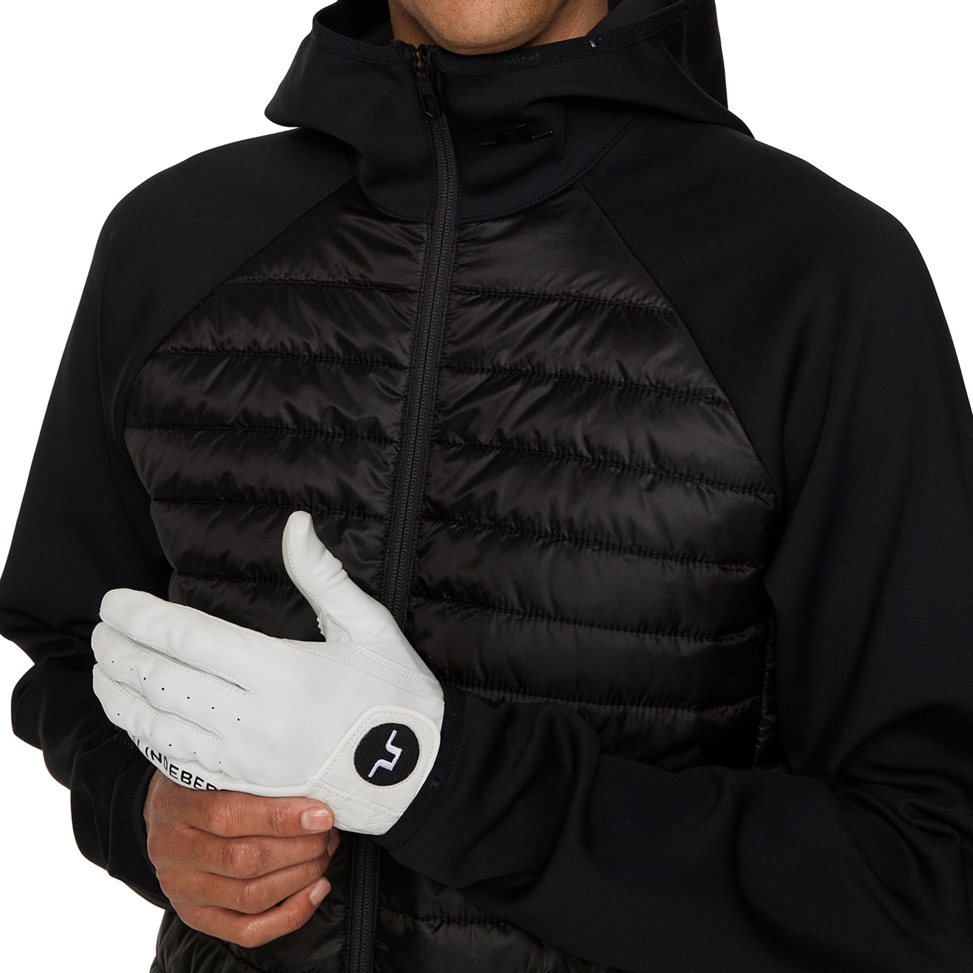 J.Lindeberg Golf Hayden Quilt Hybrid Hooded Jacket FW25 - Black