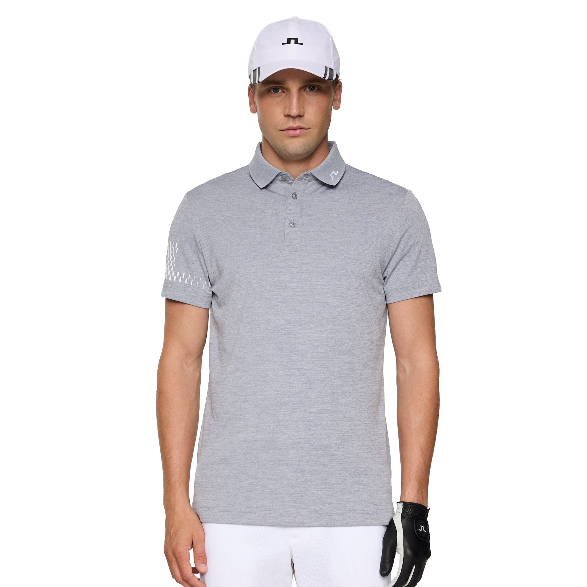 J.Lindeberg Golf Heath Polo Shirt PS26 - Medium Grey Melange U241