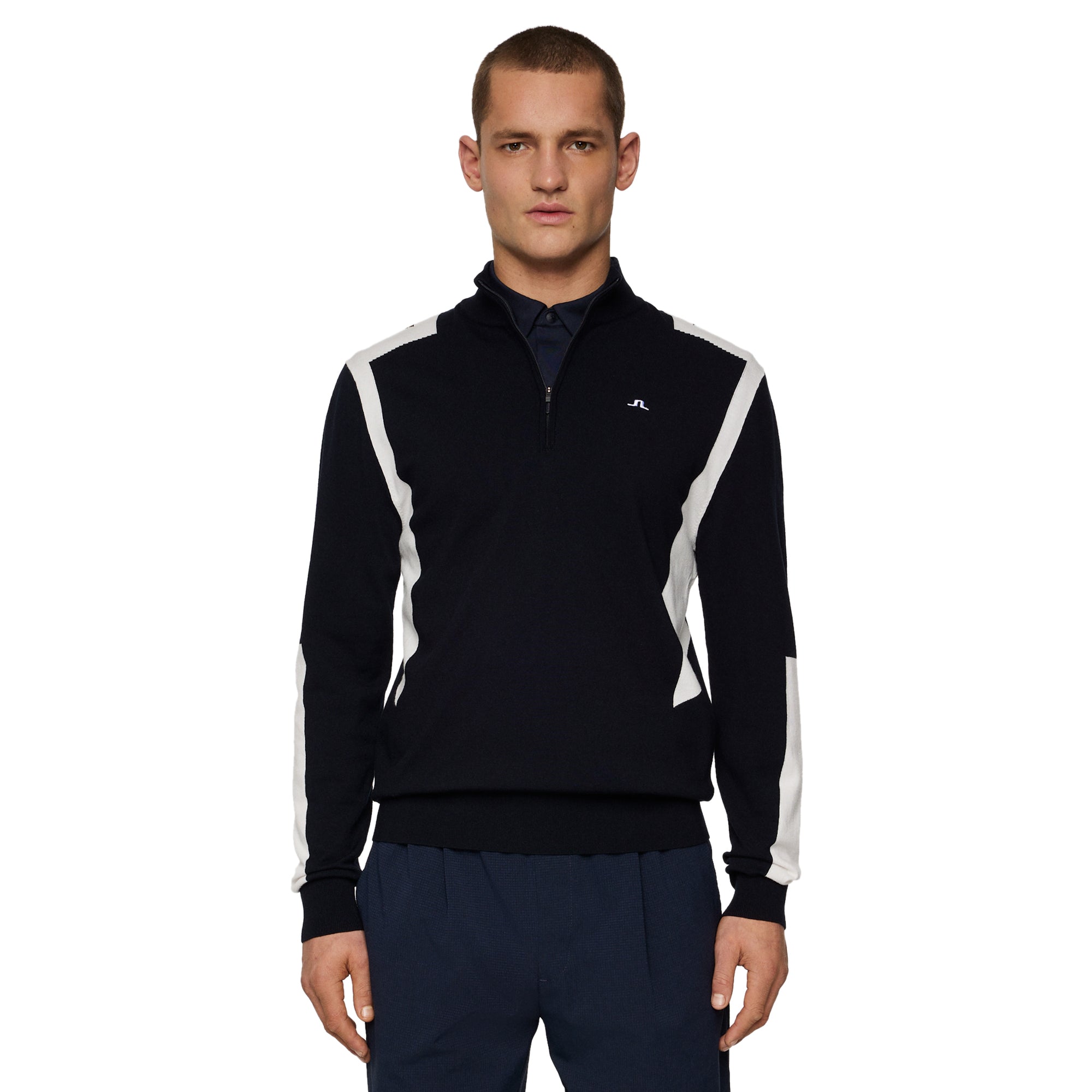 J.Lindeberg Golf Kendrick Knitted Zip Neck Sweater SS25 - JL Navy