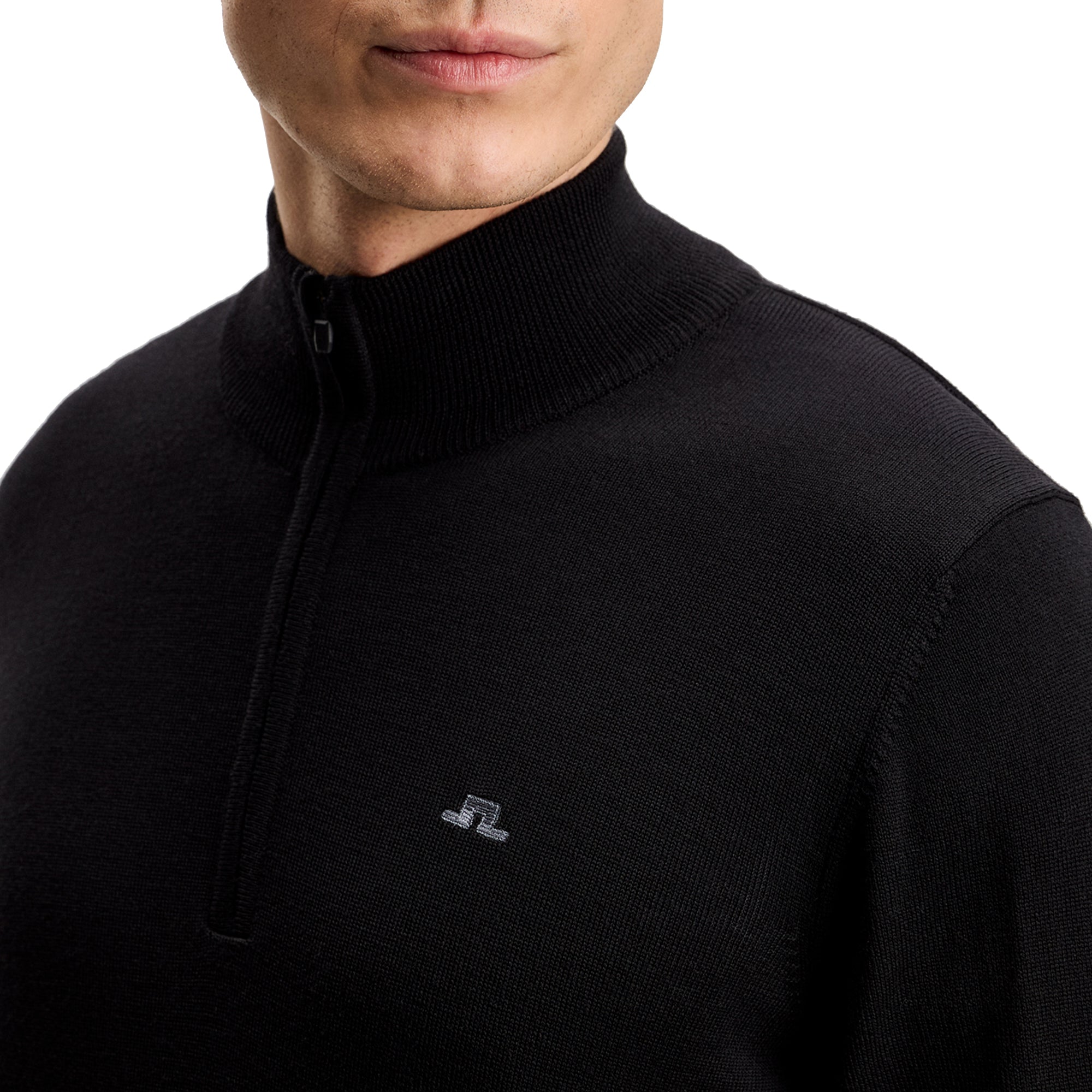 トップス Mens Knit Slant J.Lindeberg Golf Kiyan Merino 1/4 Zip Sweater NOOS - Black 9999