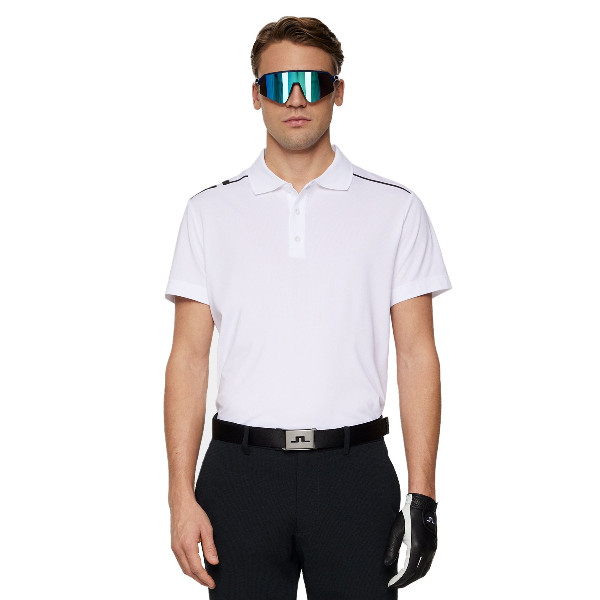 J.Lindeberg Golf Lionel Polo Shirt SS25 - White 0000 - GMJT11833