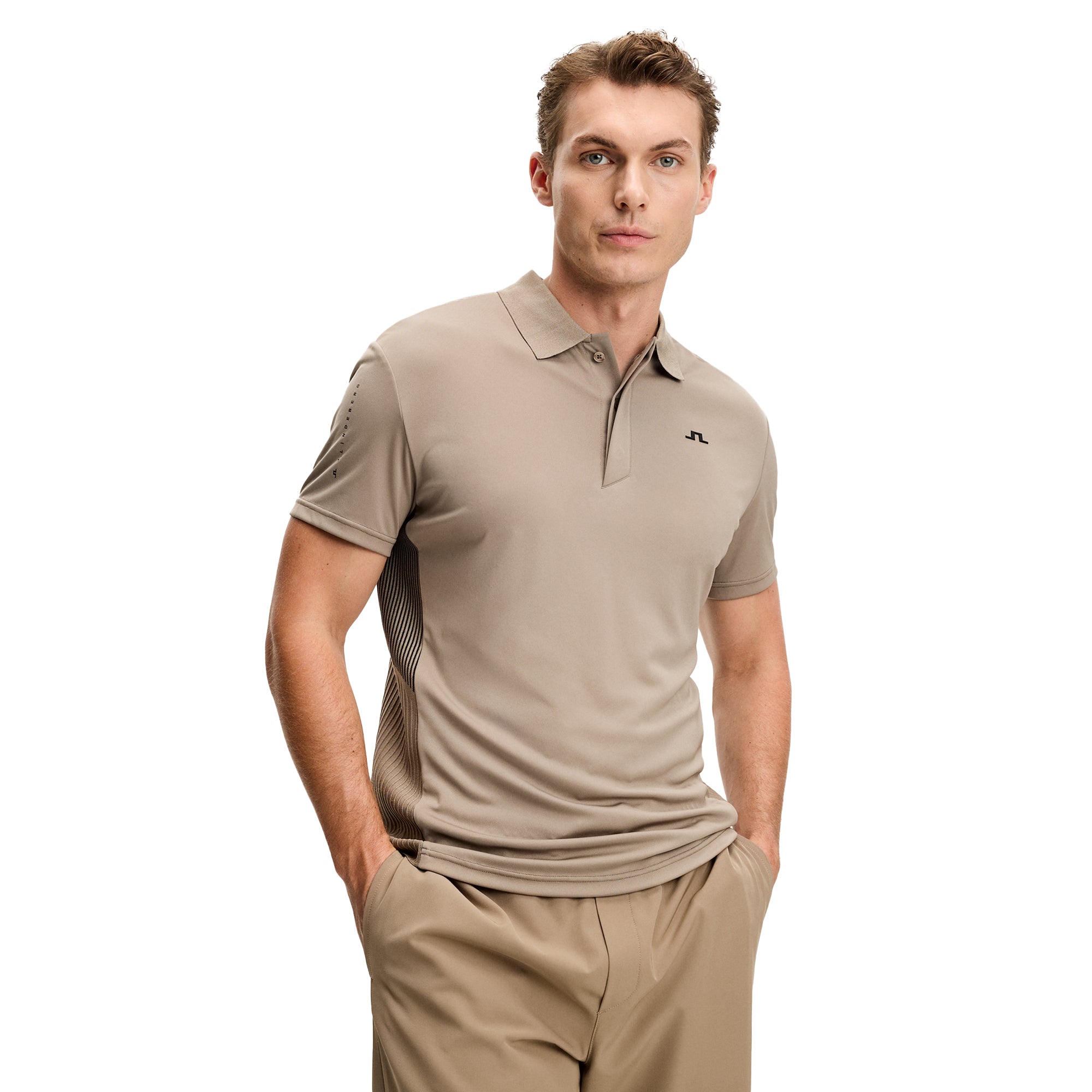 J.Lindeberg Golf Neri Hybrid Knit Polo Shirt SS26 - Brindle U144