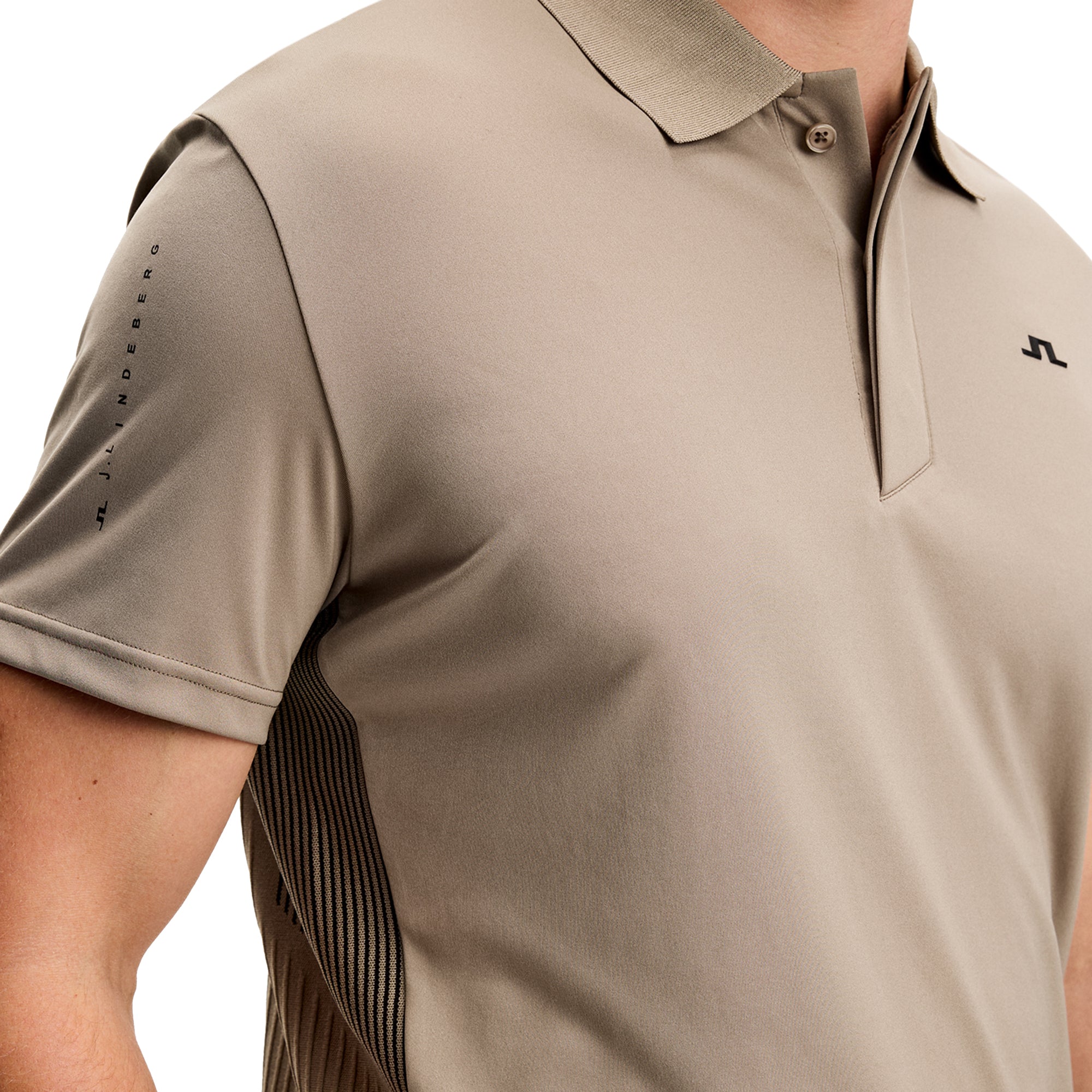 J.Lindeberg Golf Neri Hybrid Knit Polo Shirt SS26 - Brindle U144