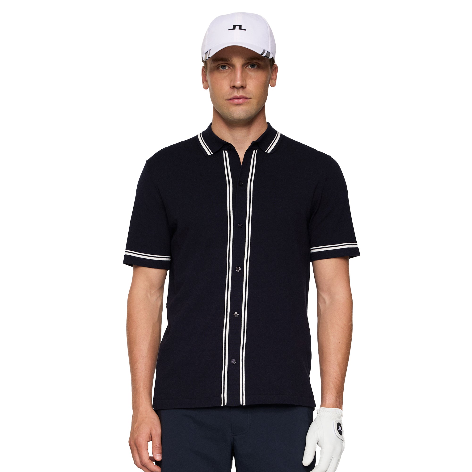 J.Lindeberg Golf Nicolai Knitted Polo Shirt FW25 - JL Navy 6855