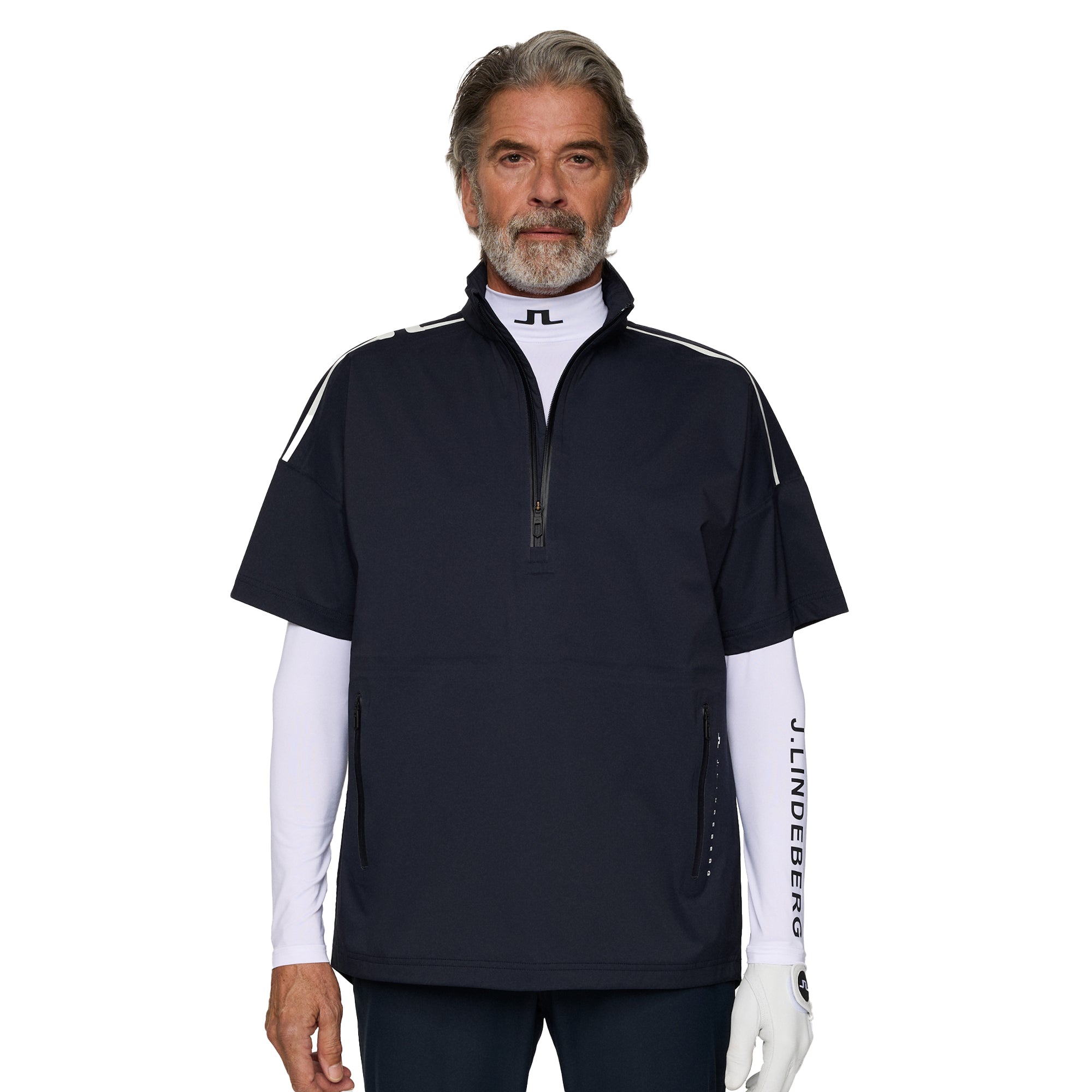 J.Lindeberg Golf Shay Rain Shirt FW25 - JL Navy 6855 - GMOW13078
