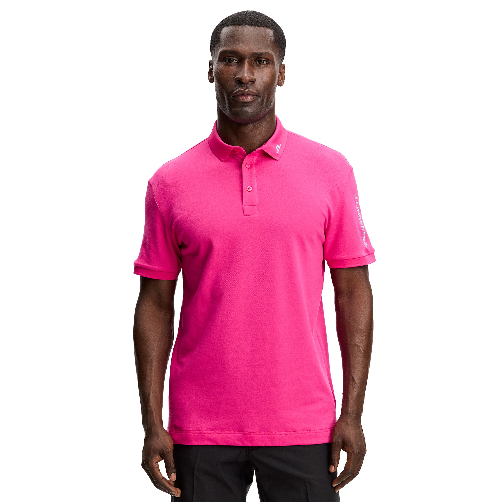 J.Lindeberg Golf Tour Tech Pique Polo Shirt - Pink Yarrow S100
