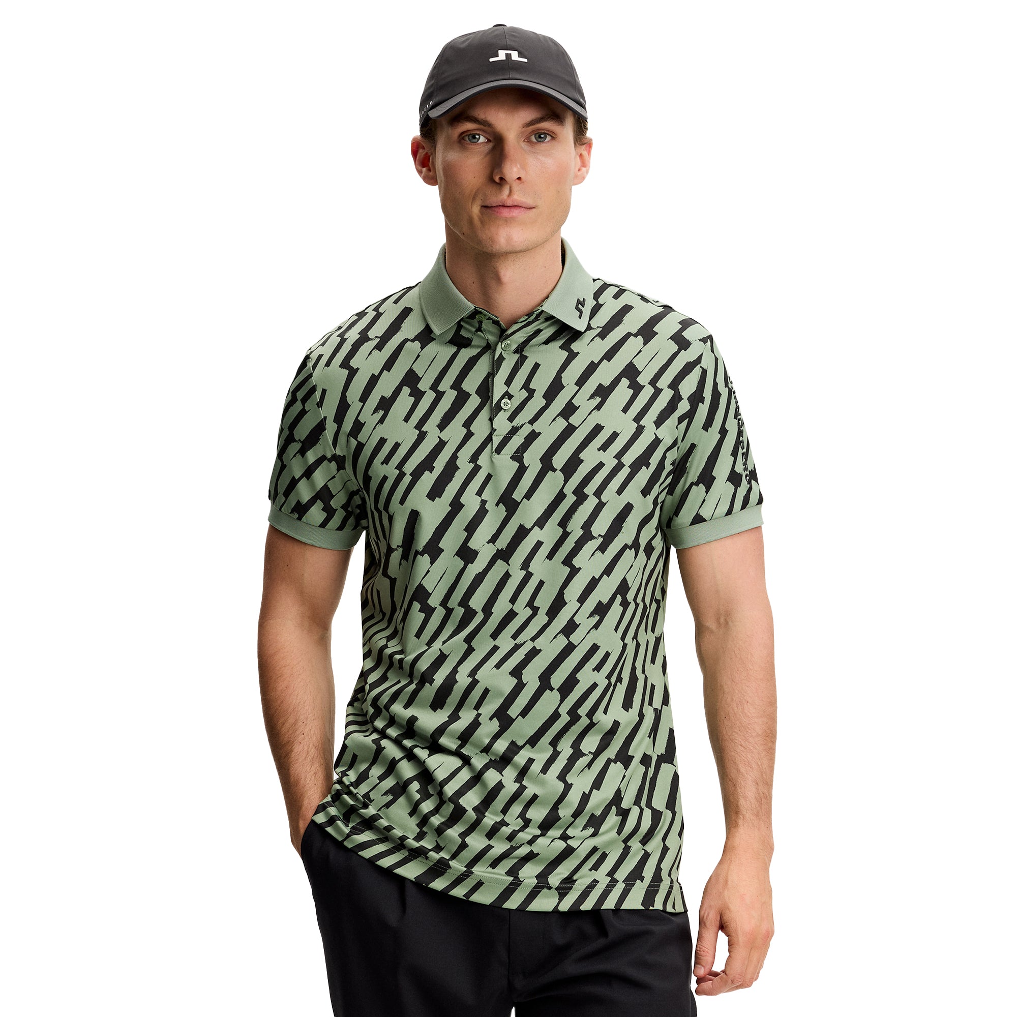 J.Lindeberg Golf Tour Tech Print Polo Shirt SS26 - Oak Green M544