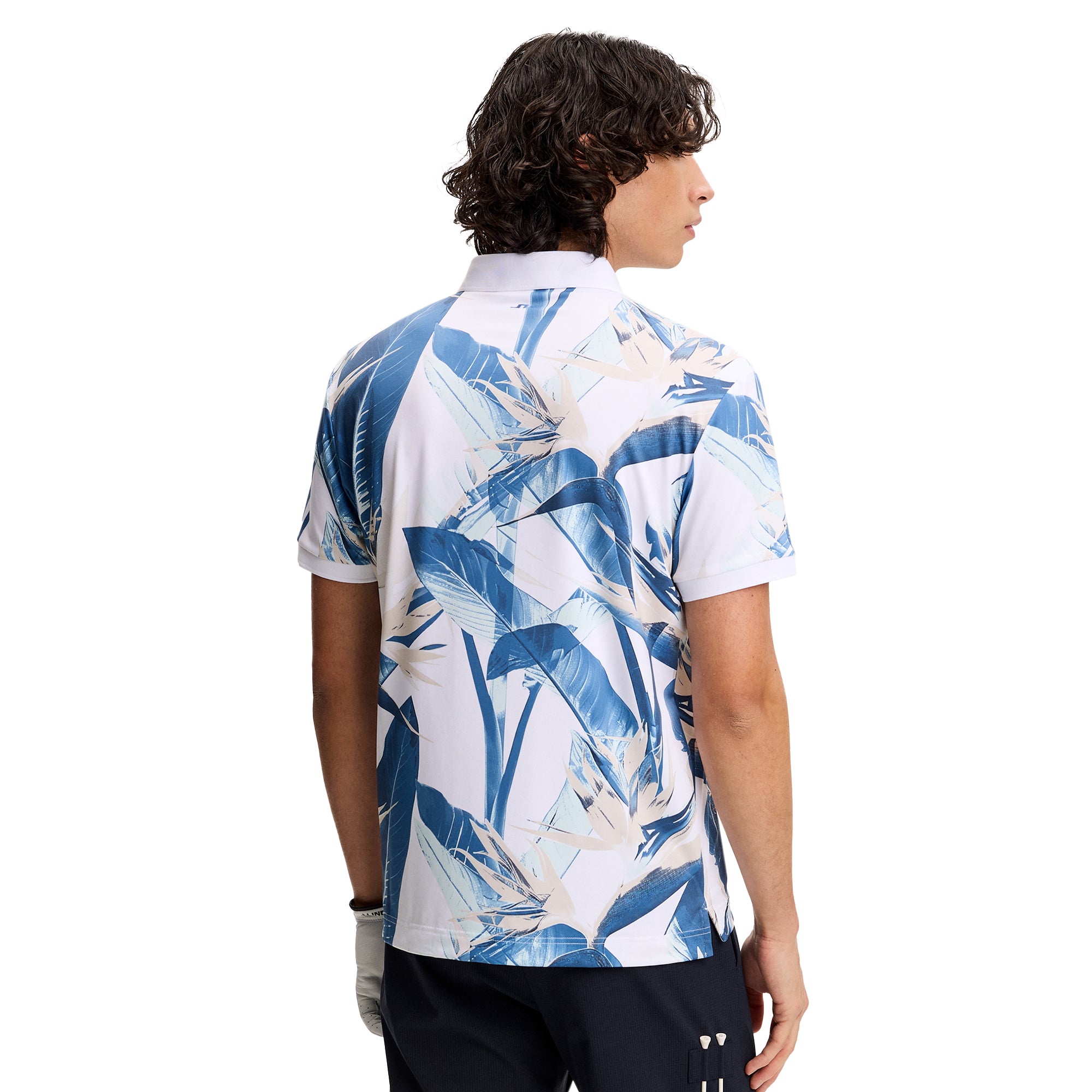 J.Lindeberg Golf Tour Tech Print Polo Shirt SS26 - Paradise Sky