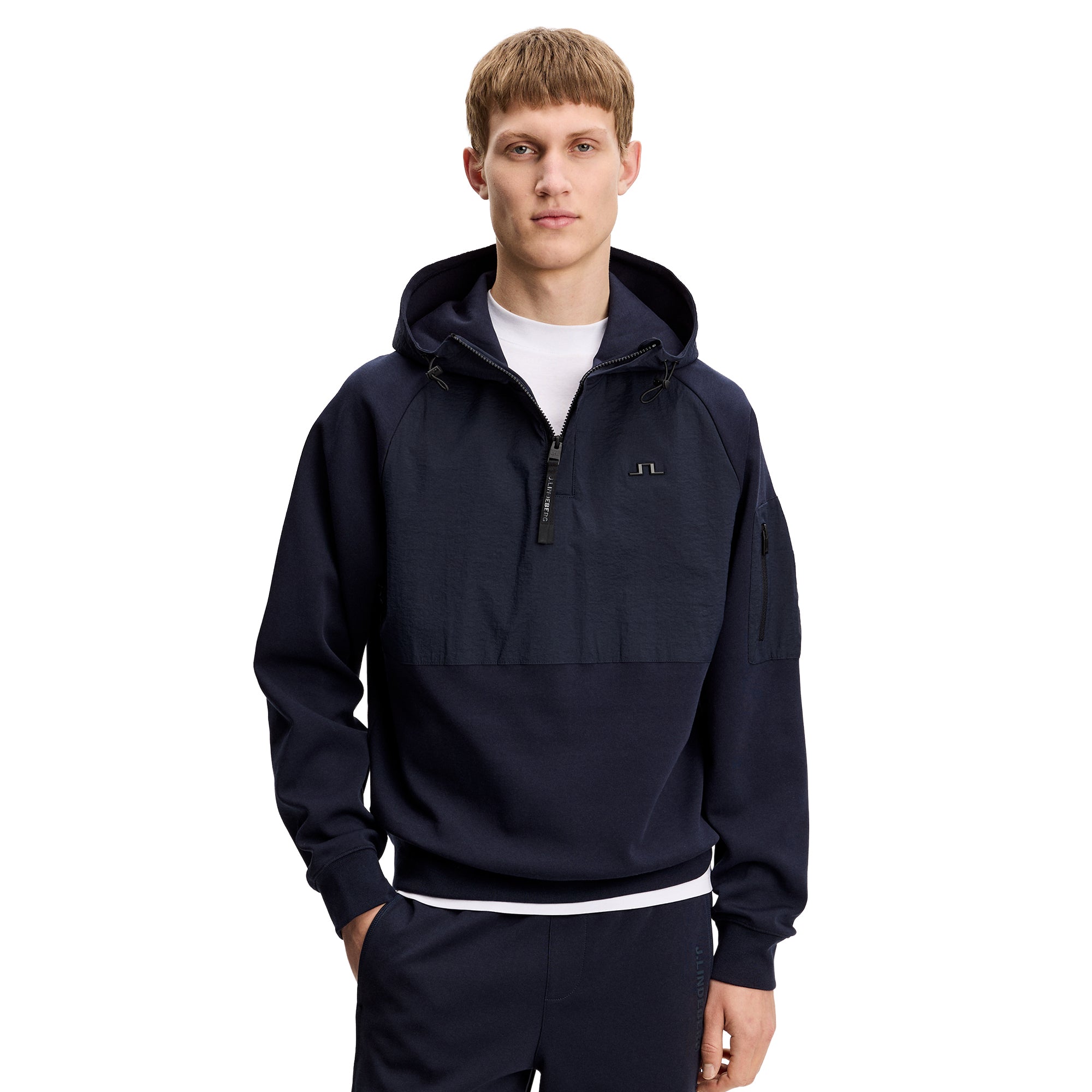 J.Lindeberg Mijo Hybrid Hoodie SS26 - JL Navy 6855 - BMJS14560