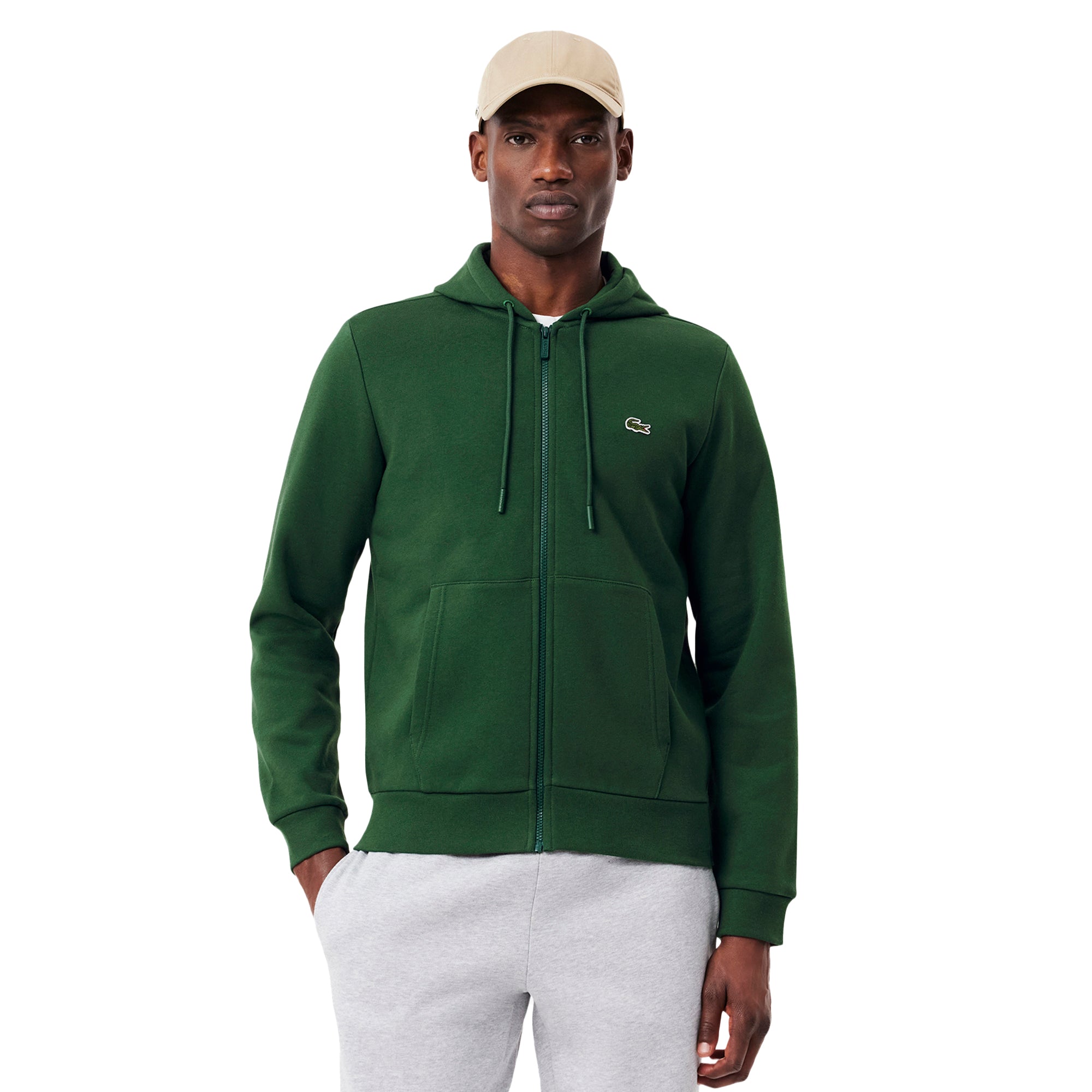 Lacoste Full Zip Fleece Hoodie Green 132 SH9626-132 Function18