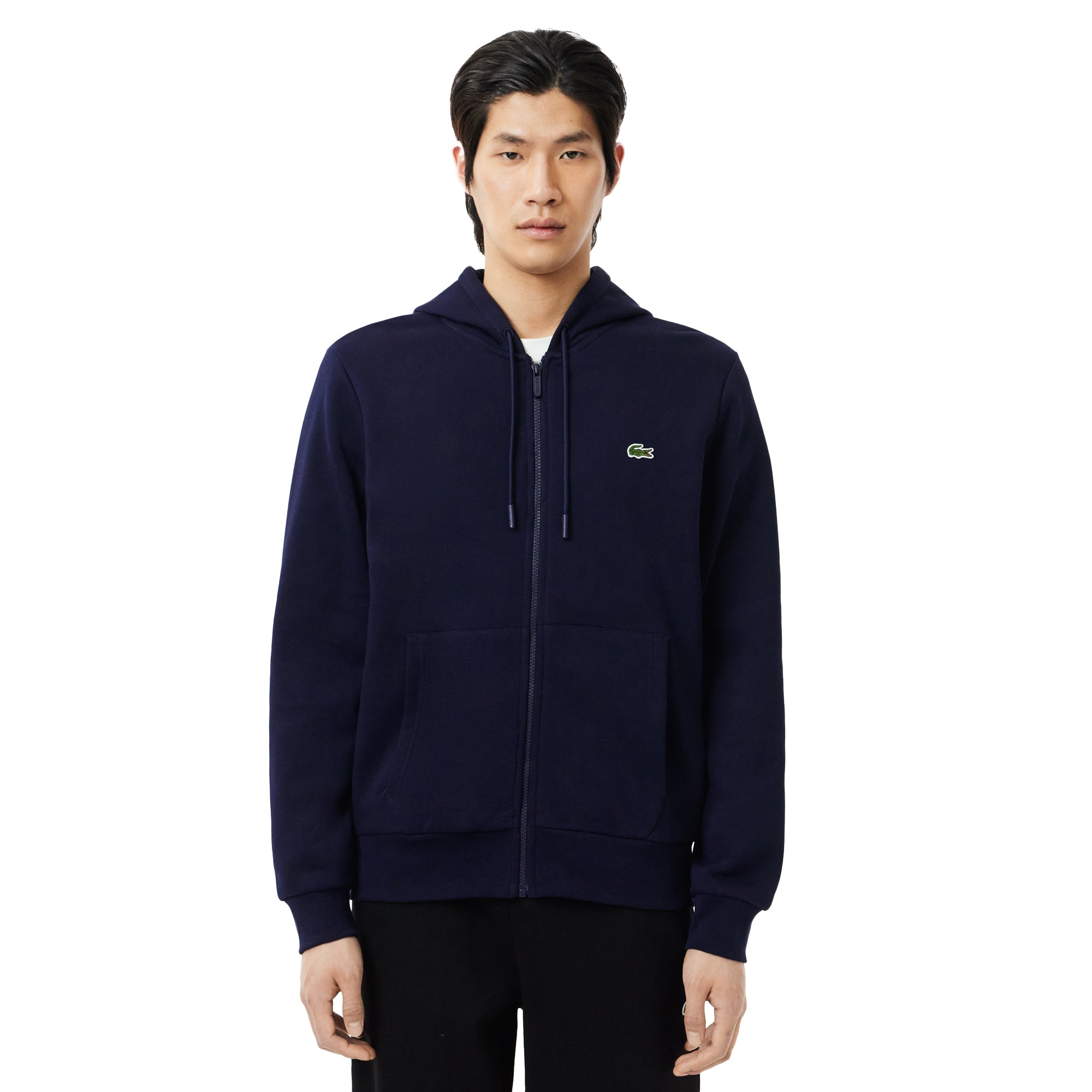 Lacoste Full Zip Fleece Hoodie - Navy 166 - SH9626-166