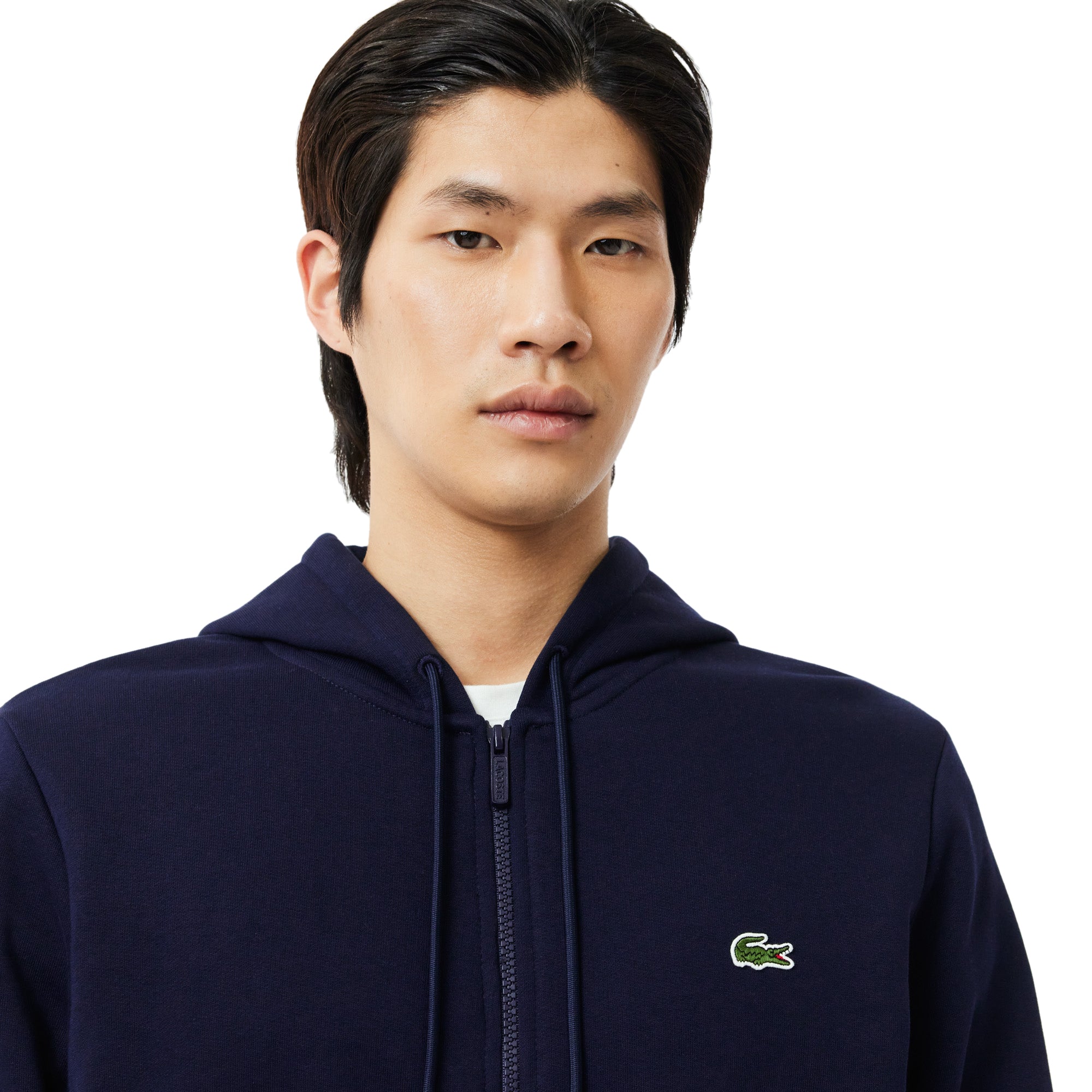 Lacoste Full Zip Fleece Hoodie - Navy 166 - SH9626-166