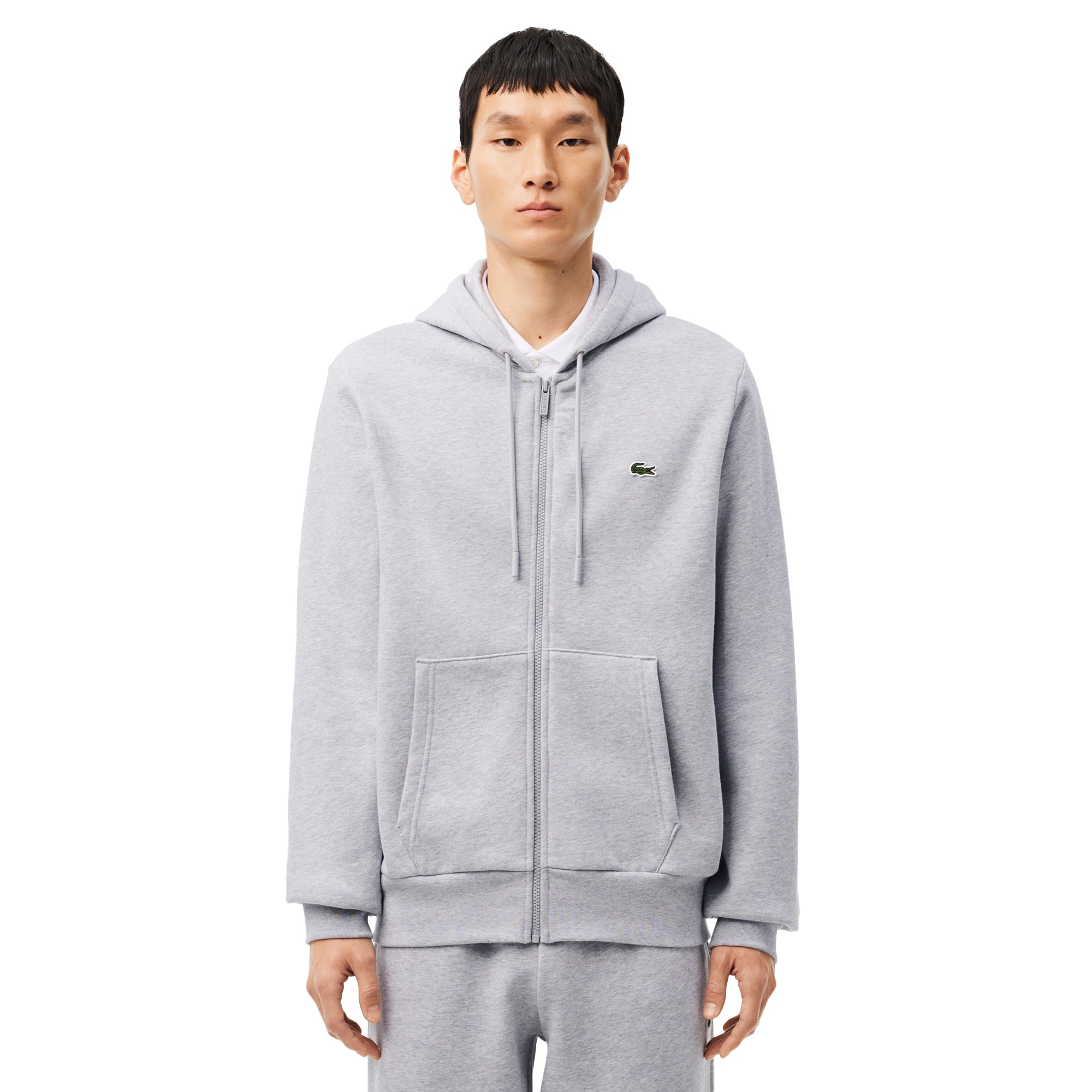 Lacoste Full Zip Fleece Hoodie - Silver Chine CCA - SH9626