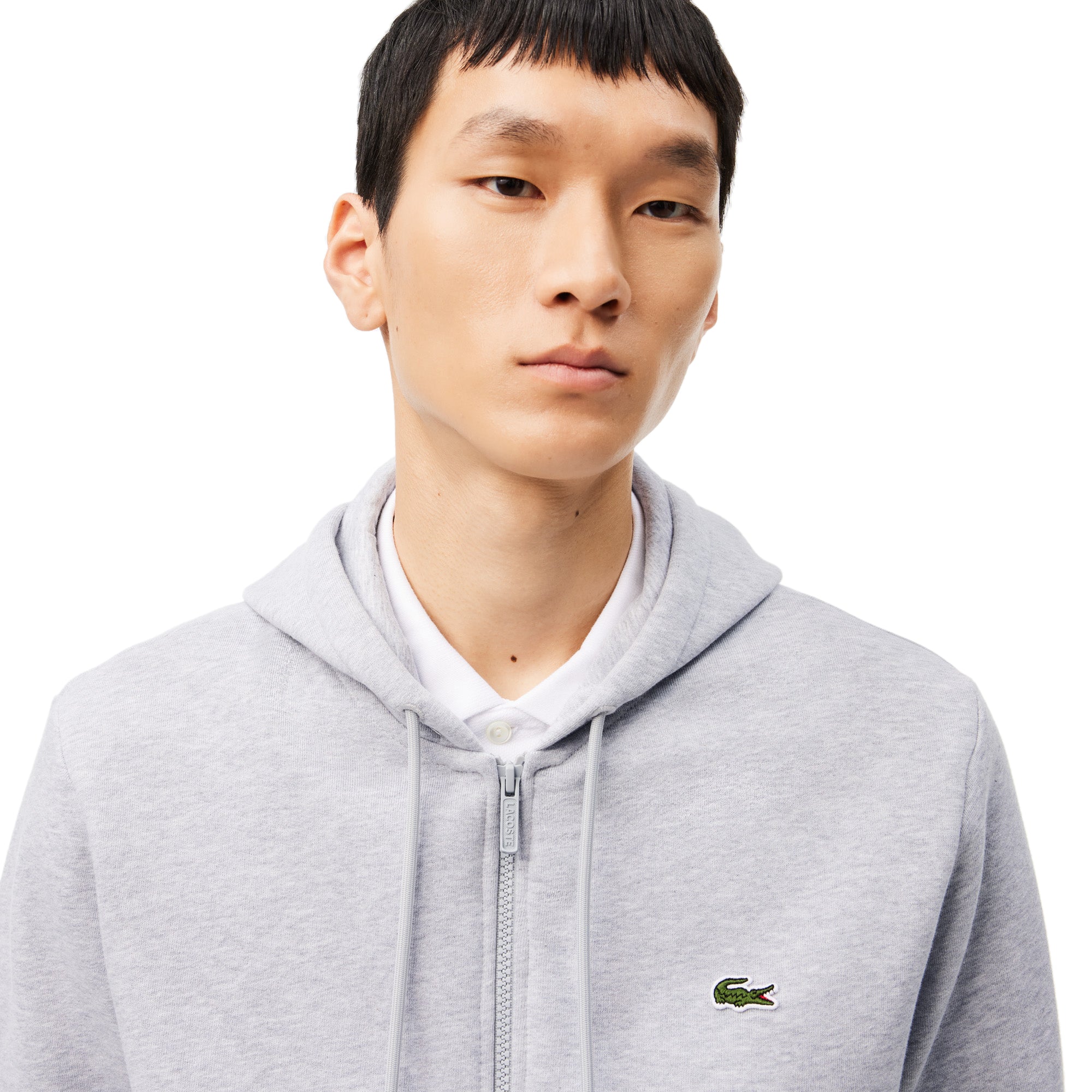 Lacoste Full Zip Fleece Hoodie - Silver Chine CCA - SH9626-CCA 
